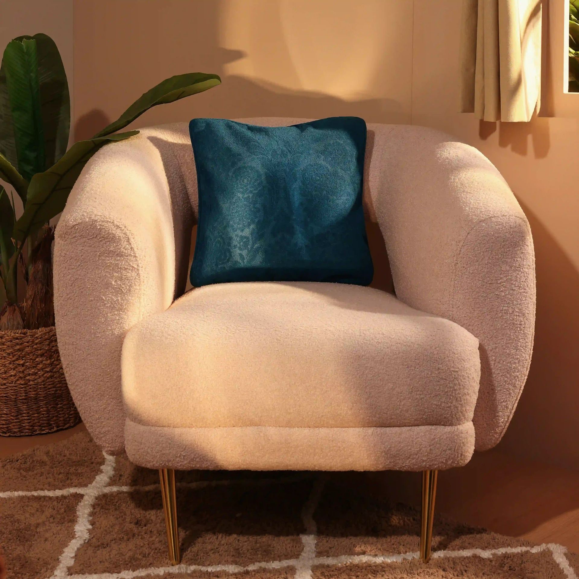 Indian Heritage 100% Polyester Dark Ocean Cushion Cover | Espricia