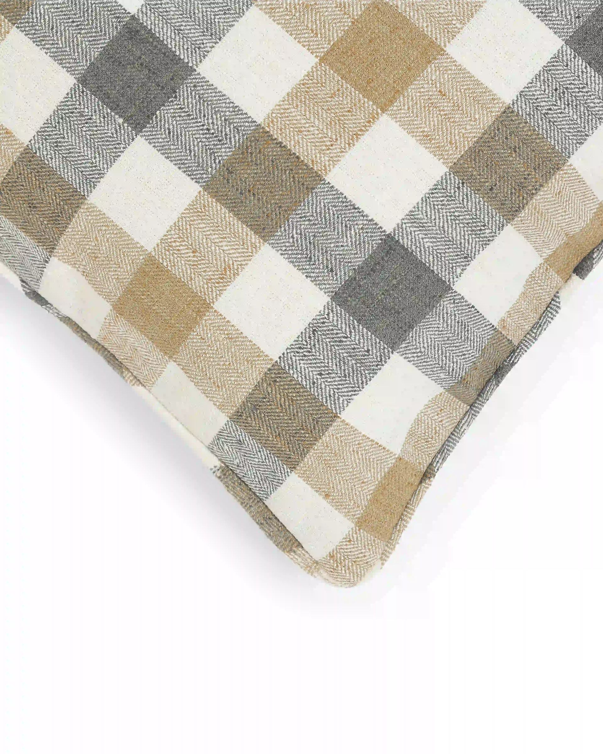 Geometric 100% Polyester Beige Cushion Cover | Espricia