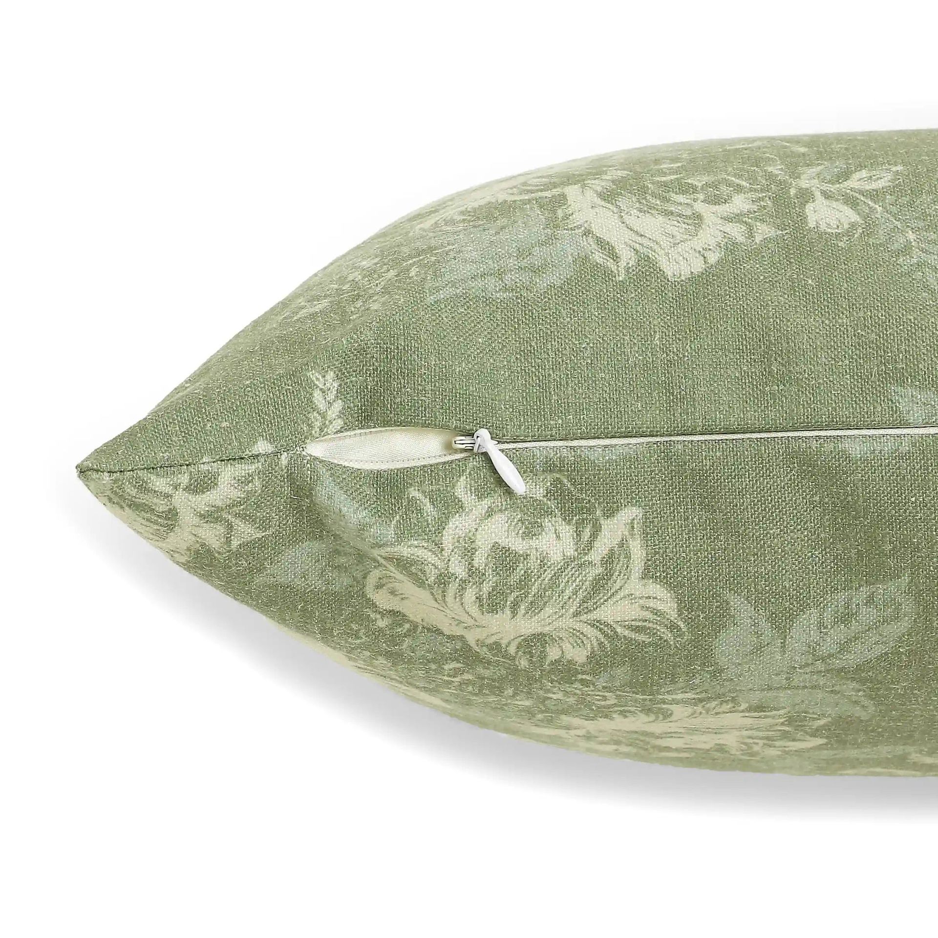 Floral Polyester Blend Olive Cushion Cover | Vissencia