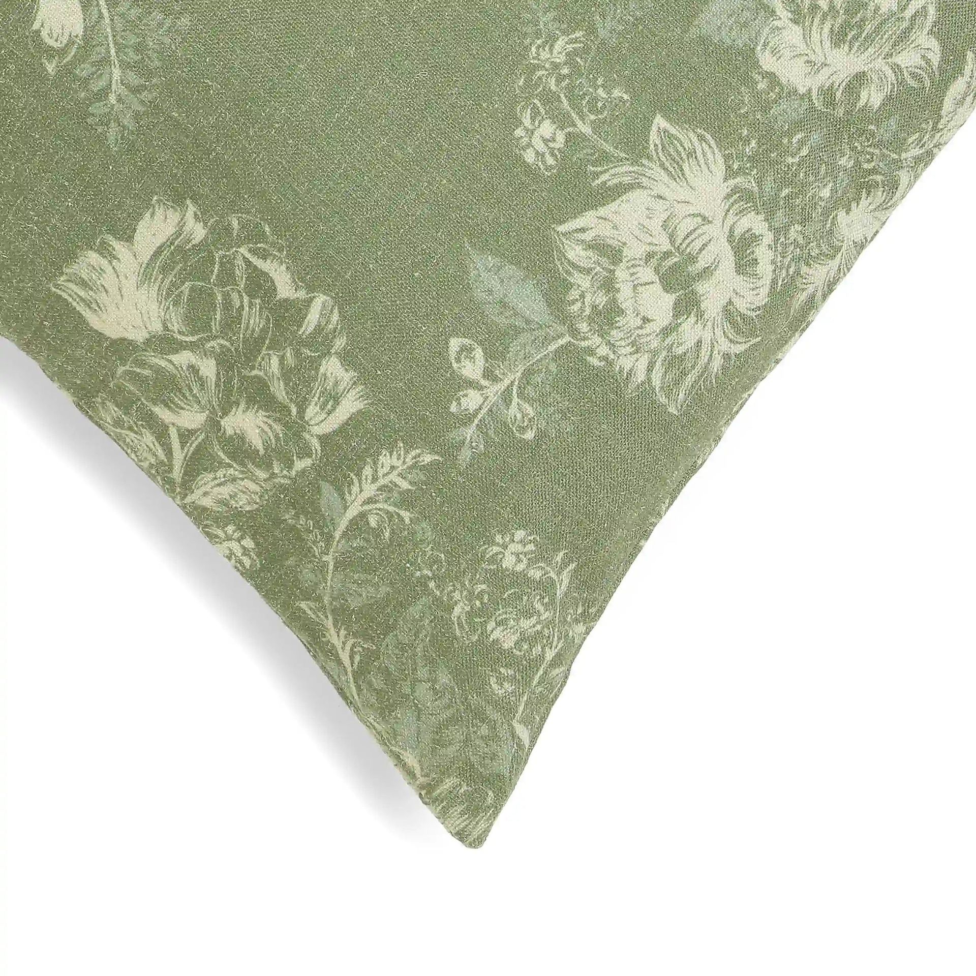 Floral Polyester Blend Olive Cushion Cover | Vissencia