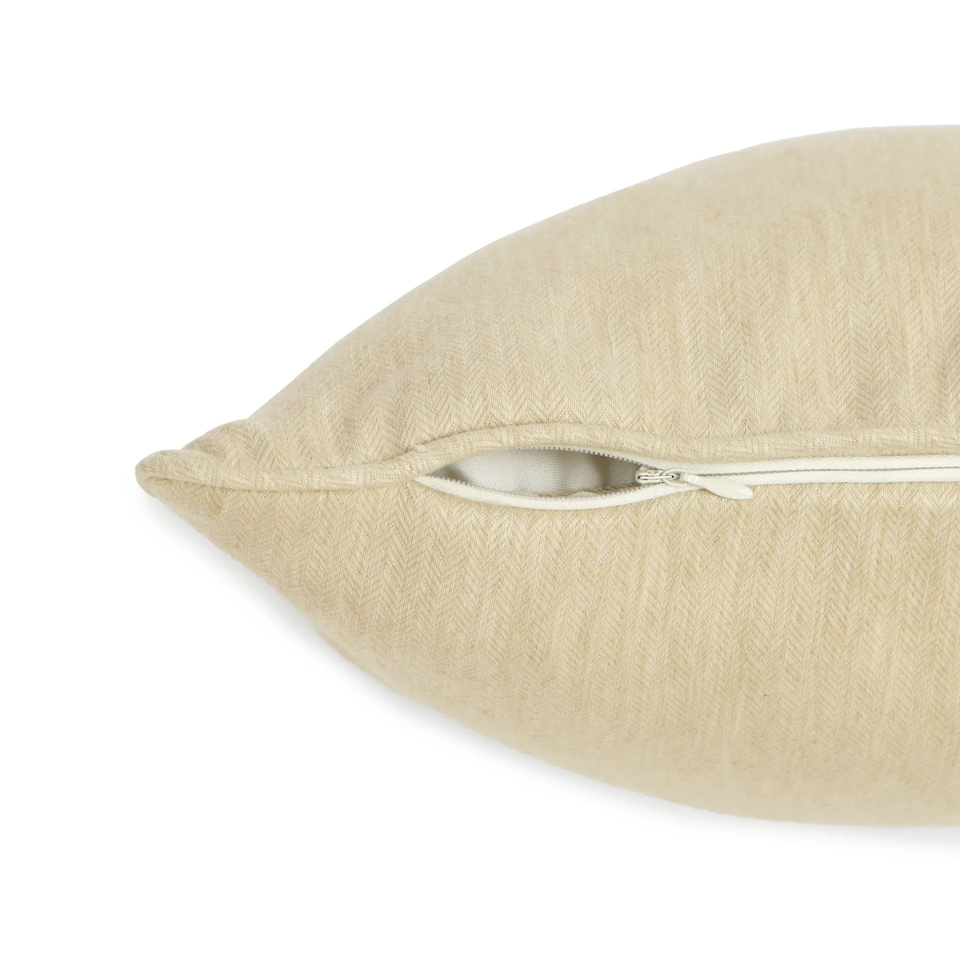 Solid Dyed Polyester Blend Almond Whisper Cushion Cover | Vissencia