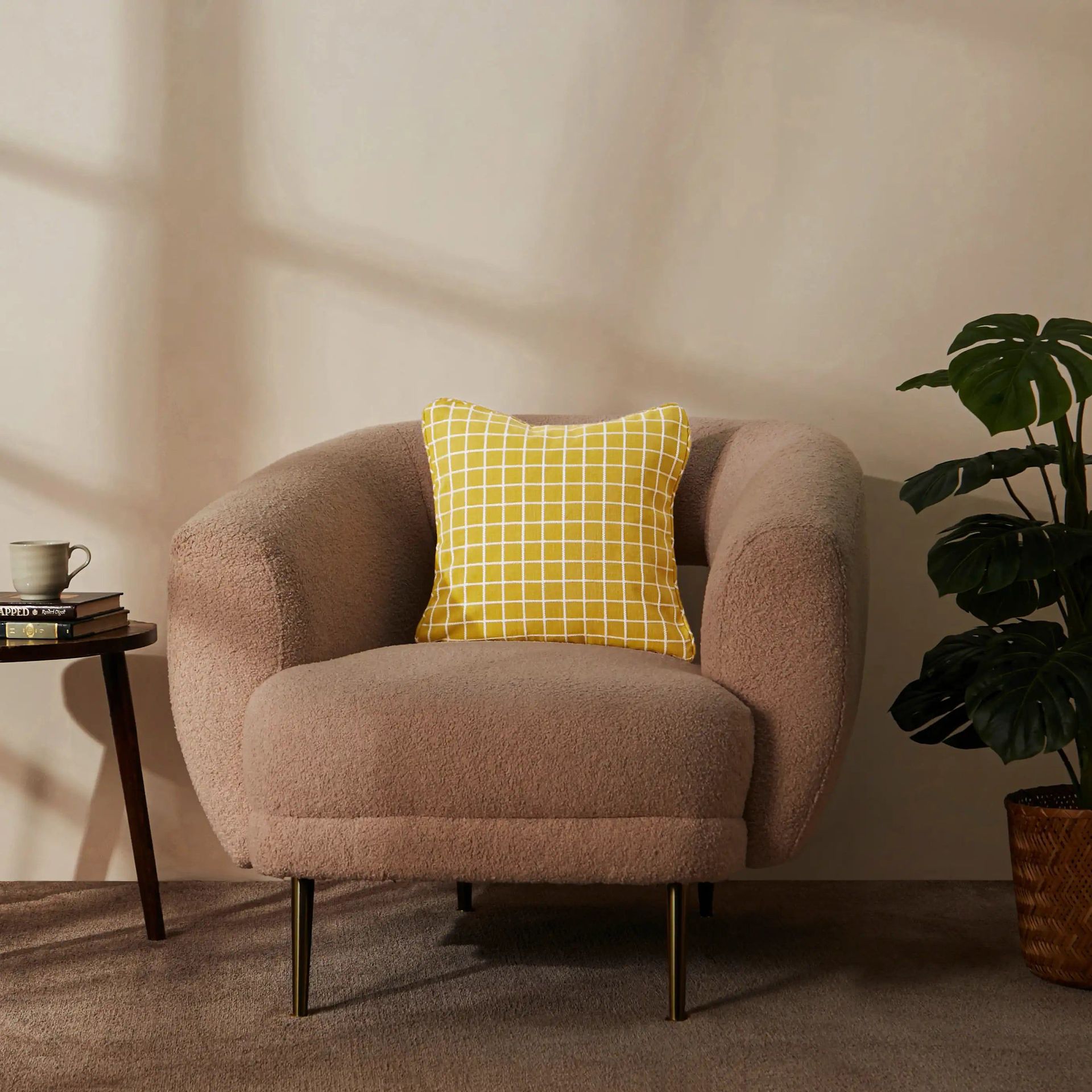 Geometric Polyester Cotton Blend Warm Amber Cushion Cover | Vissencia
