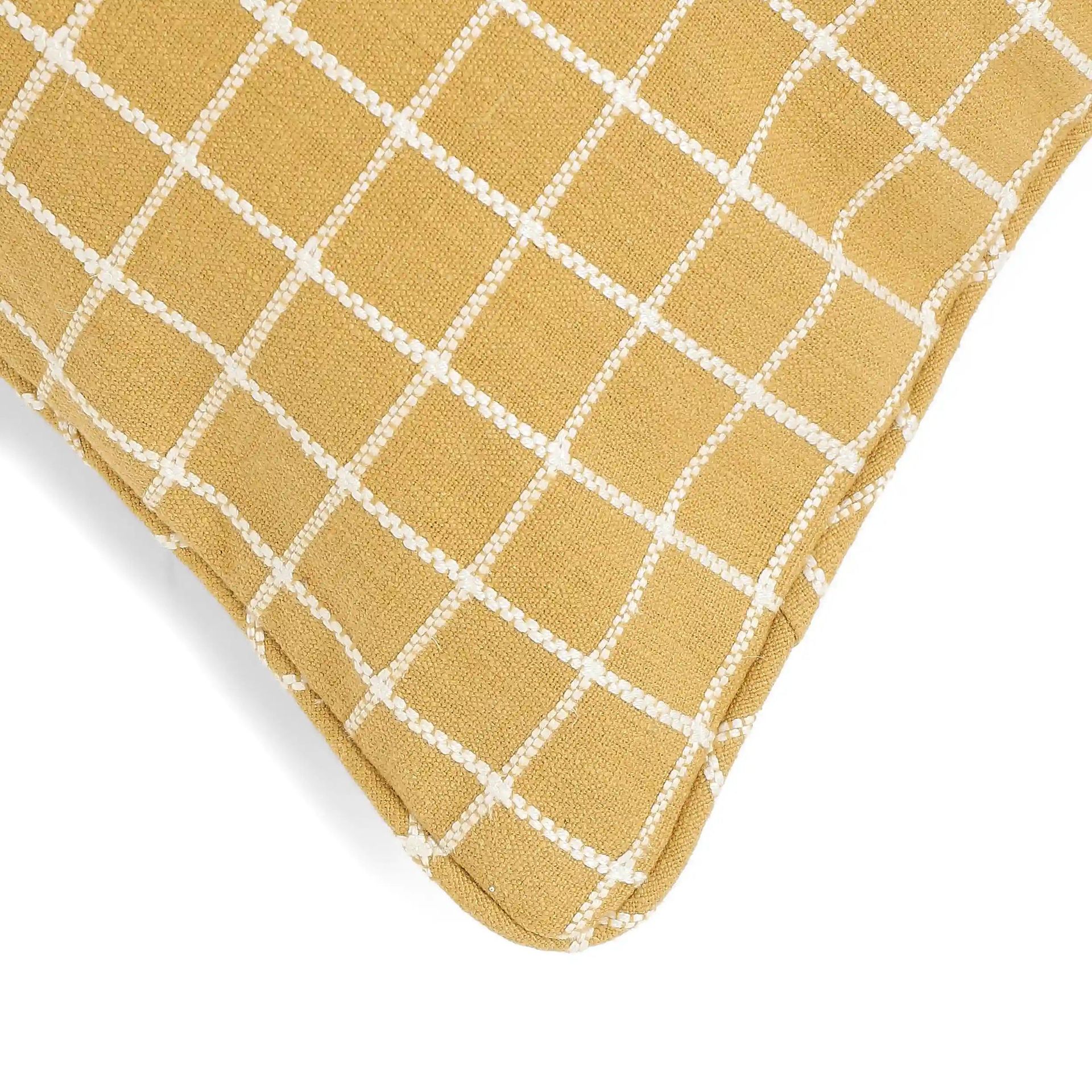 Geometric Polyester Cotton Blend Warm Amber Cushion Cover | Vissencia