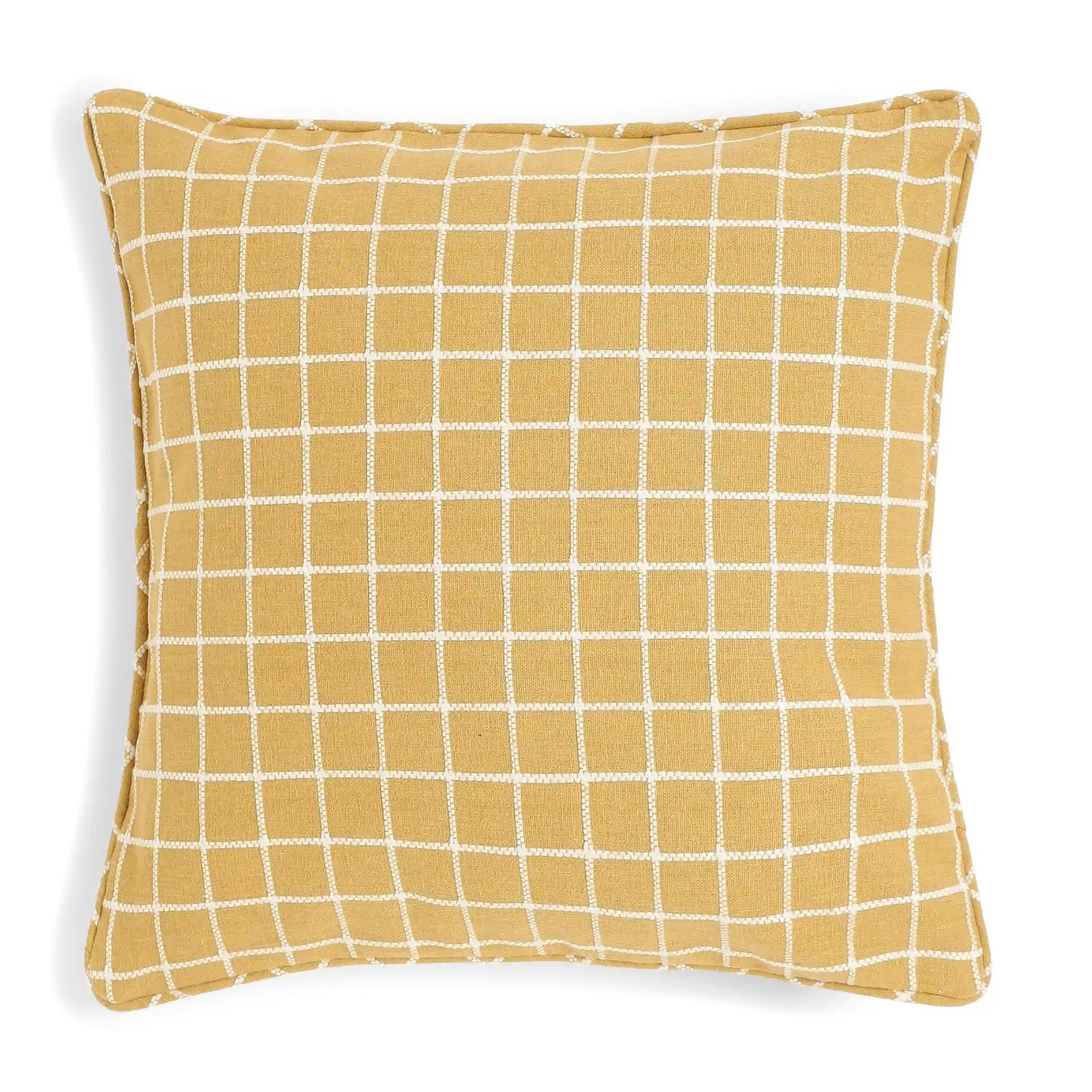 Geometric Polyester Cotton Blend Warm Amber Cushion Cover | Vissencia