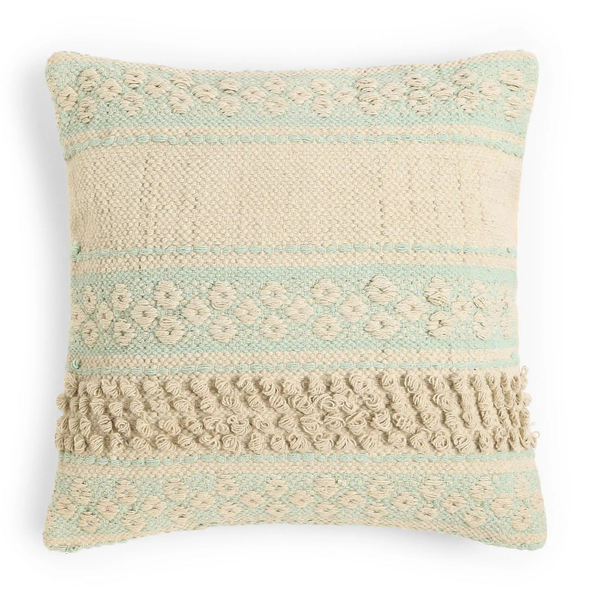 Geometric 100% Cotton Ice Grey Cushion Cover | Vissencia
