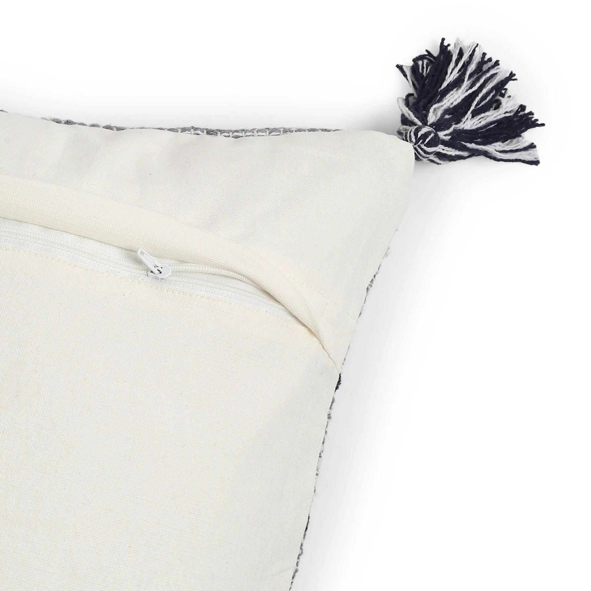 Geometric 100% Cotton Stormy Slate Cushion Cover | Vissencia
