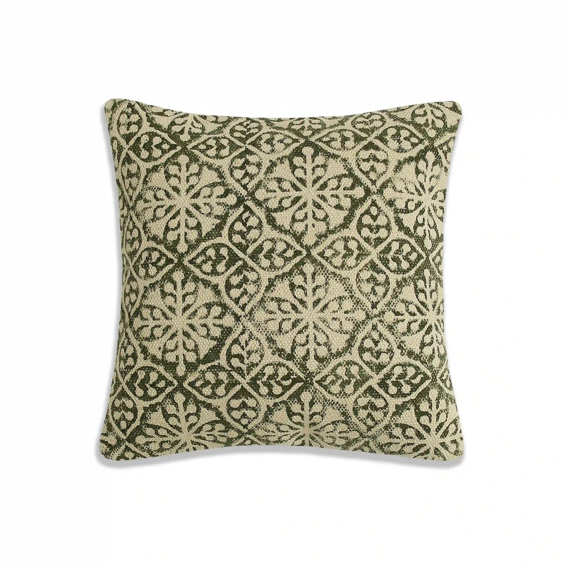 Indian Heritage 100% Cotton Midnight Onyx Cushion Cover | Vissencia
