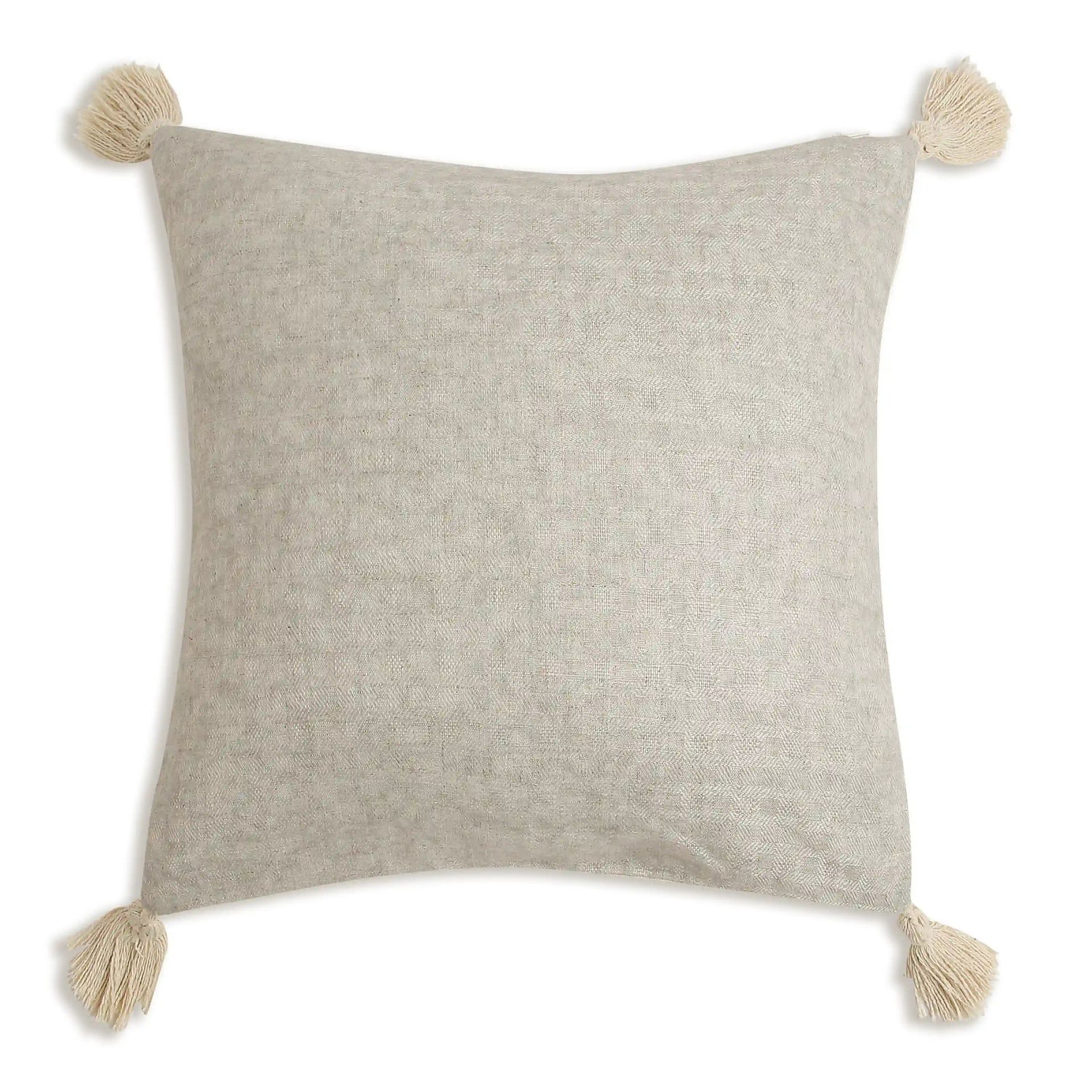 Indian Heritage Linen Blend Ivory Breeze Cushion Cover | Vissencia