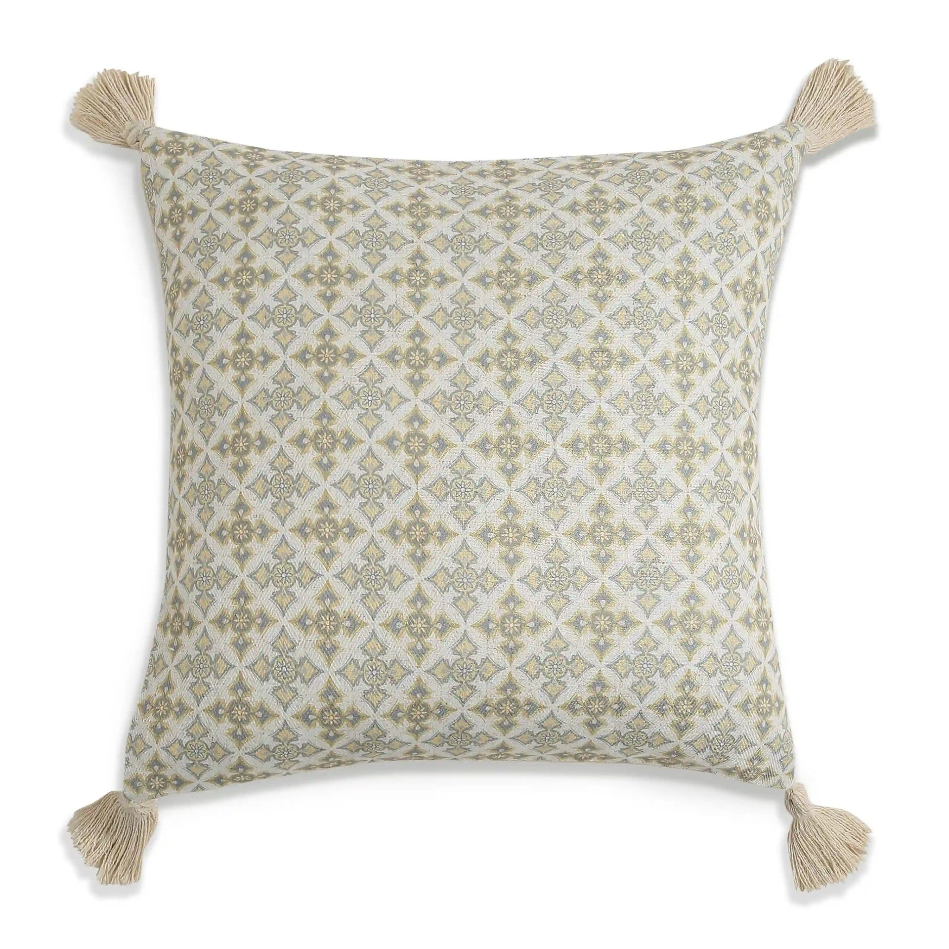 Indian Heritage Linen Blend Ivory Breeze Cushion Cover | Vissencia