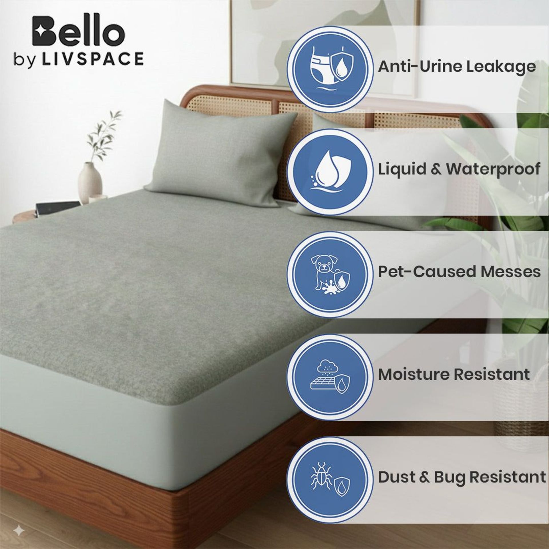 Solid Dyed TC Cotton Terry Grey Mattress Protector | Pure Canopy