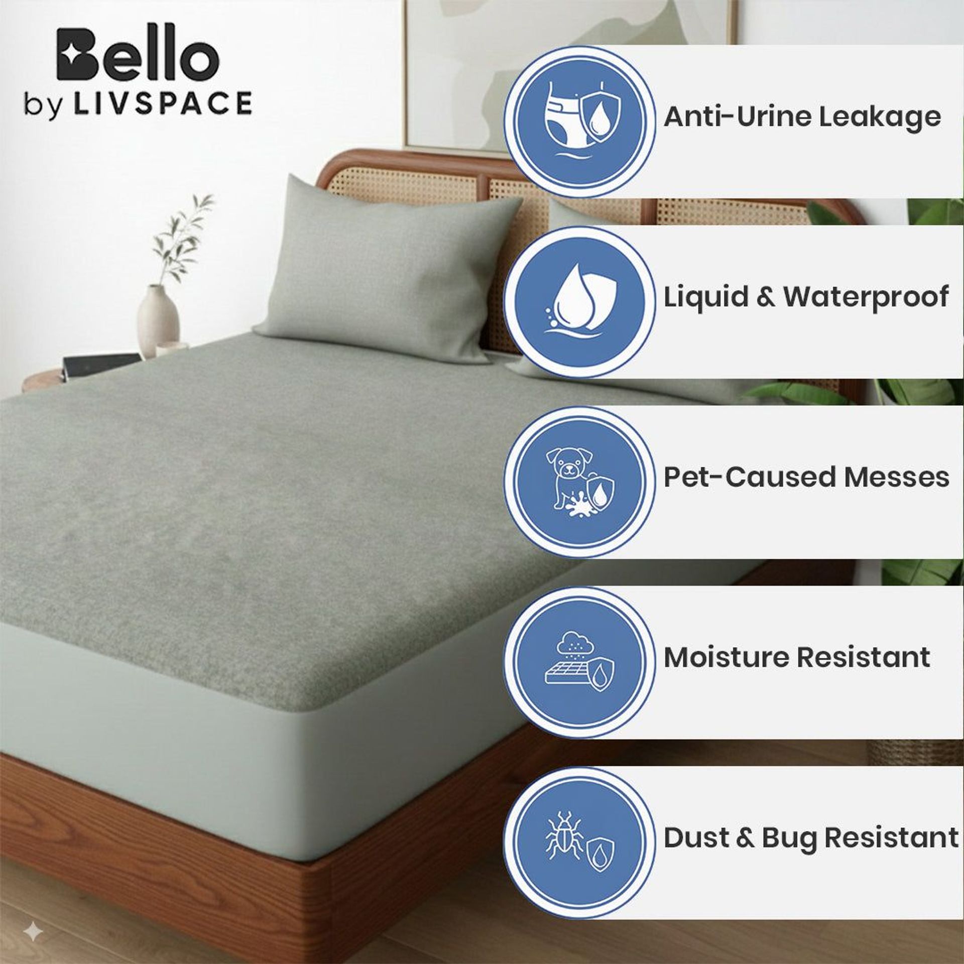 Solid Dyed TC Cotton Terry Grey Mattress Protector | Pure Canopy
