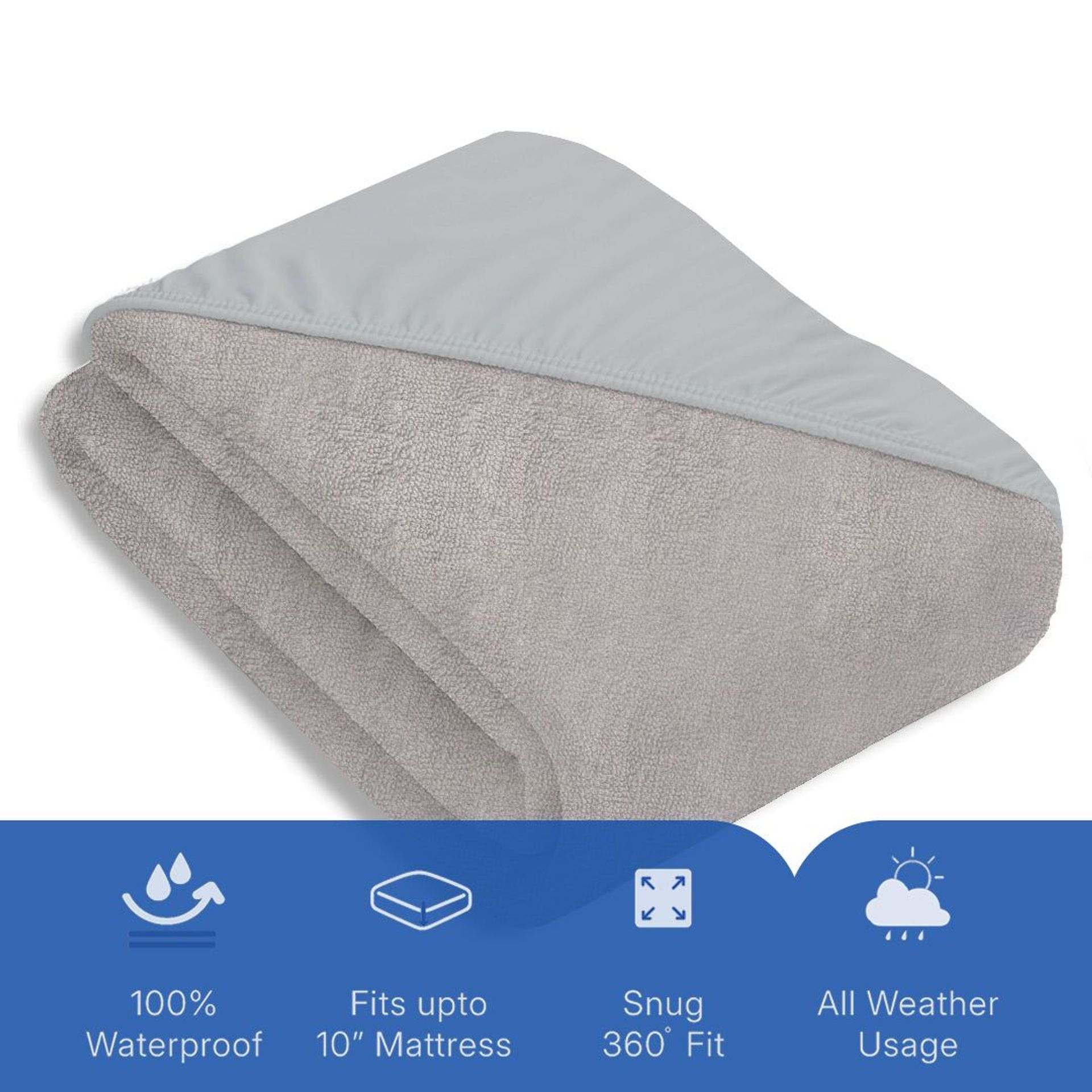 Solid Dyed TC Cotton Terry Grey Mattress Protector | Pure Canopy