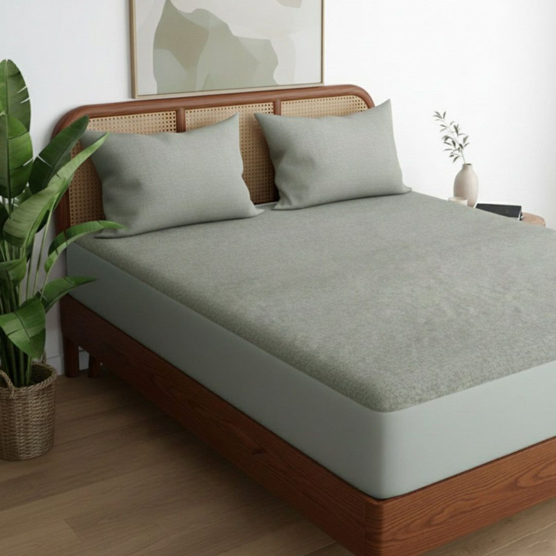 Solid Dyed TC Cotton Terry Grey Mattress Protector | Pure Canopy