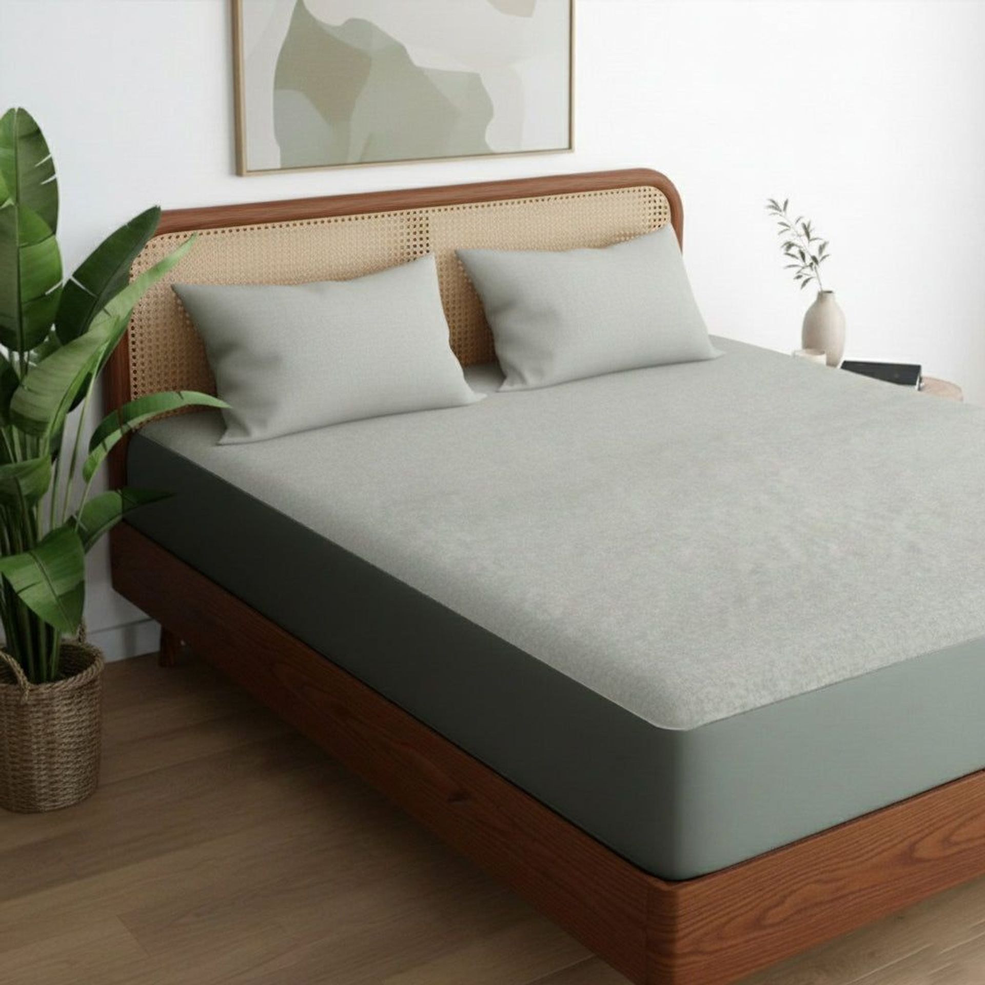 Solid Dyed TC Premium Soft Polyester Grey Mattress Protector | Cosy Canopy