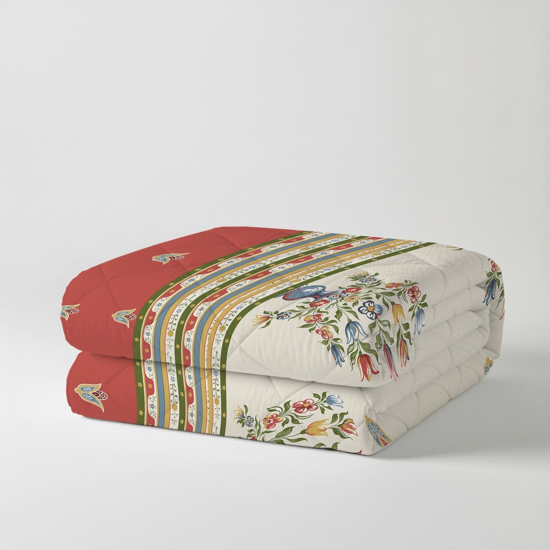 Indian Heritage 150 GSM 100% Cotton Brick Red King Comforter | Udyan Tales
