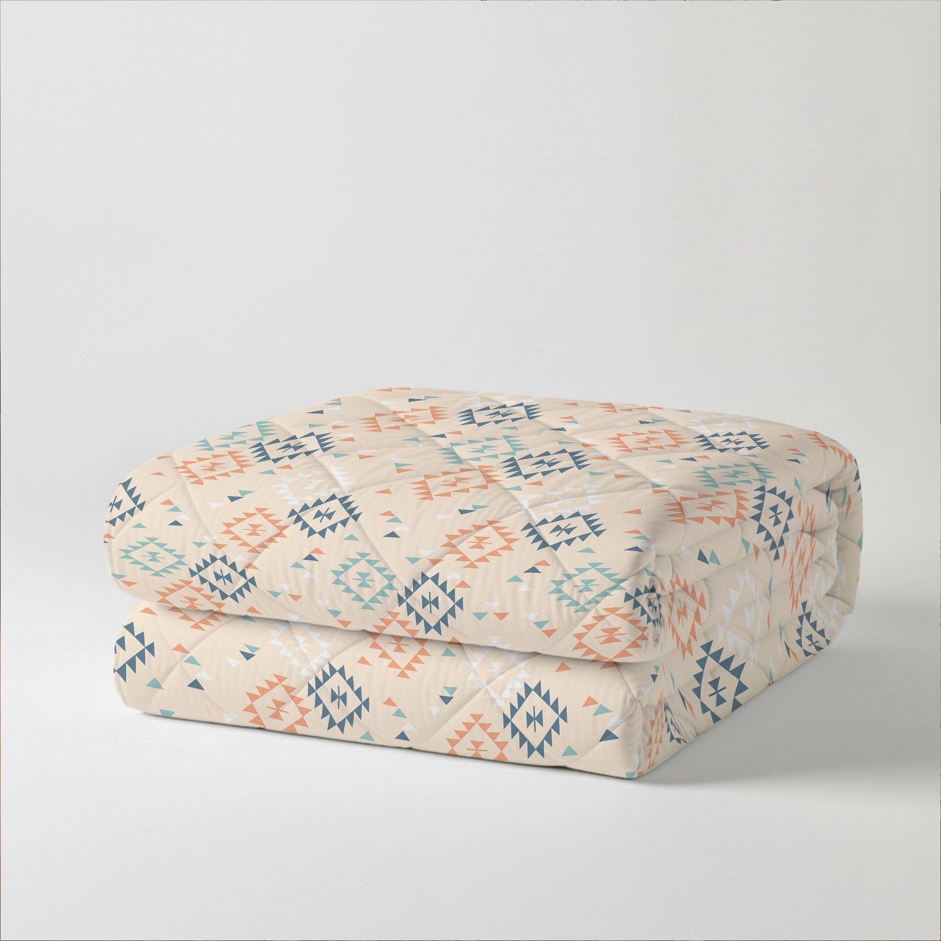 Ethnic 300 GSM 100% Cotton Rich Teal Double Comforter | Aangan Weaves