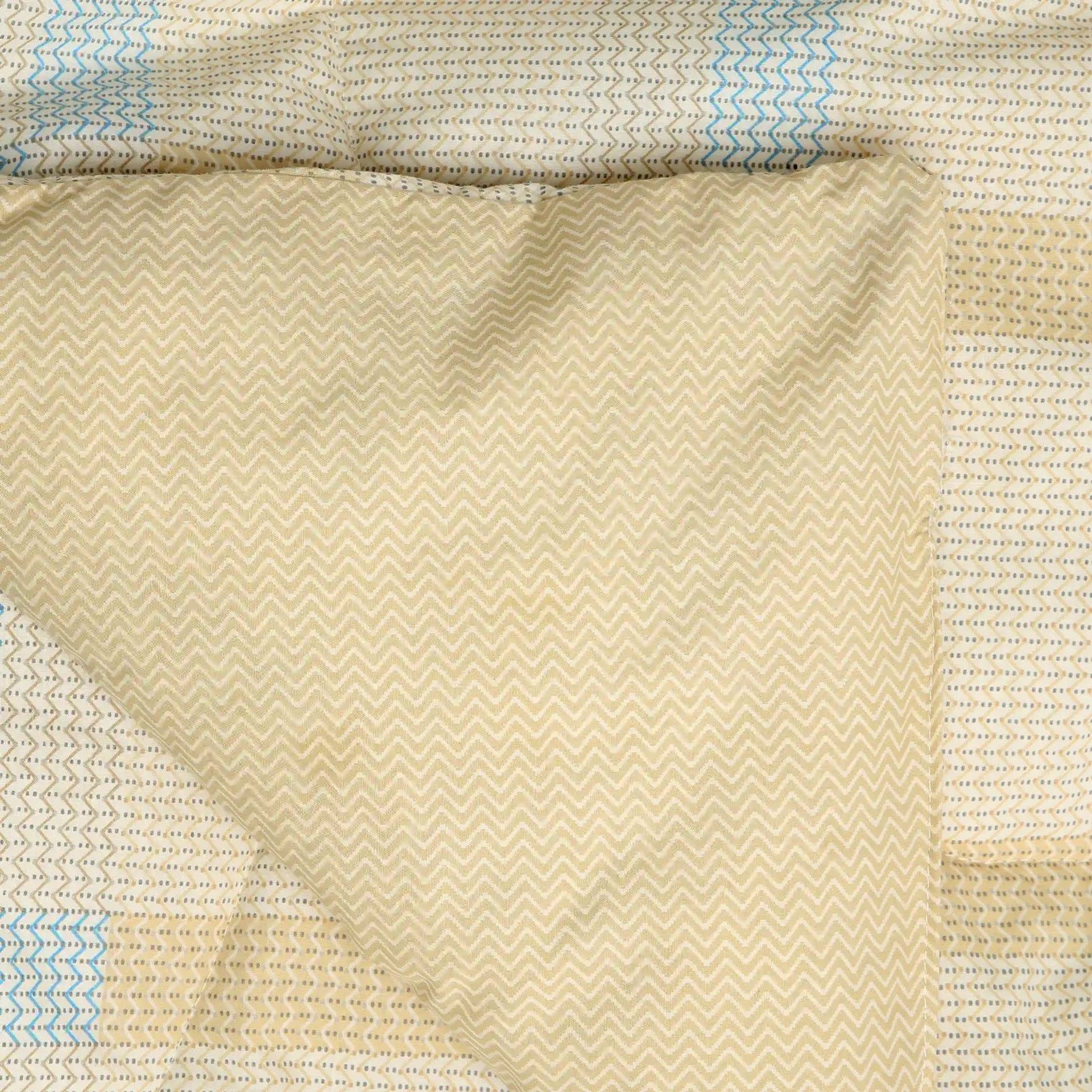 Geometric 120 GSM 100% Cotton Sand Double Comforter | Threadscapes
