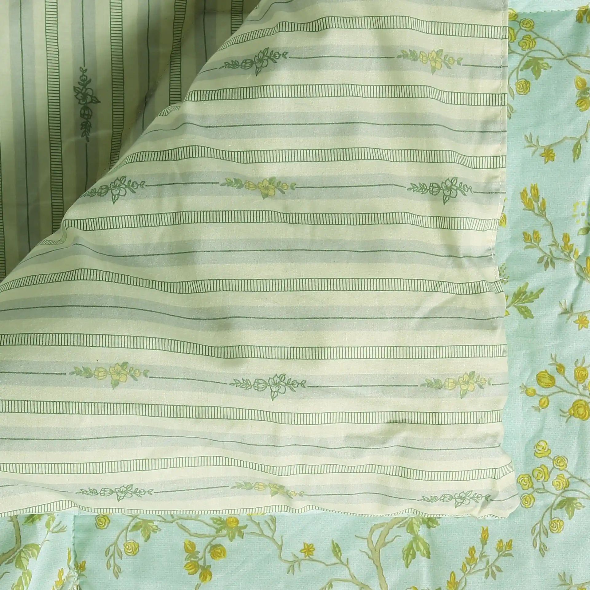 Floral 120 GSM 100% Cotton Light Blue Double Comforter | Bloomshire Luxe