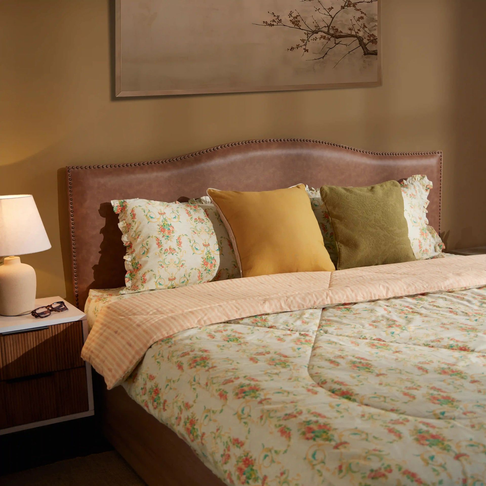 Floral 120 GSM 100% Cotton Multicolour Double Comforter | Bloomshire Luxe