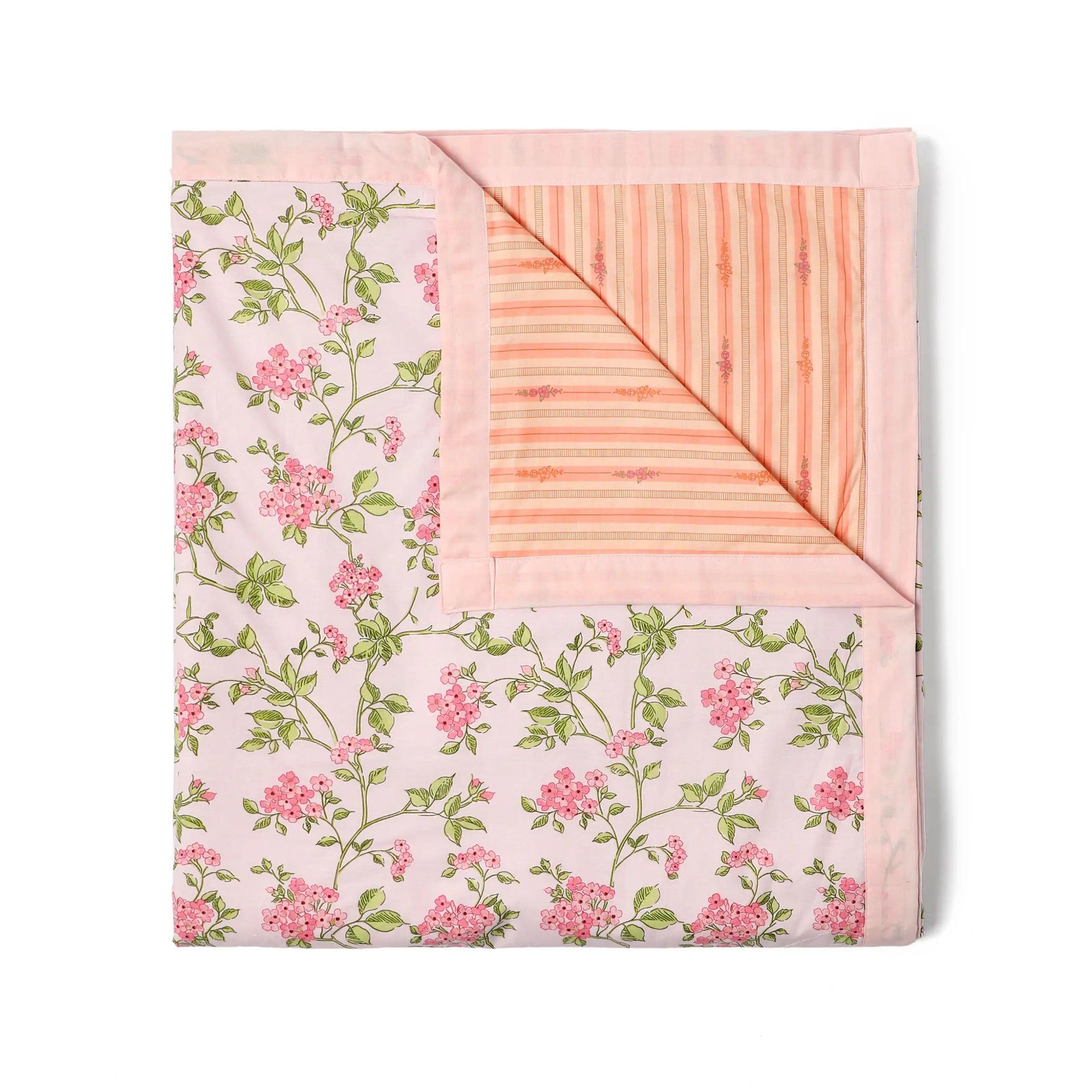 Floral 200 GSM 100% Cotton Pink Single Dohar | Bloomshire Luxe