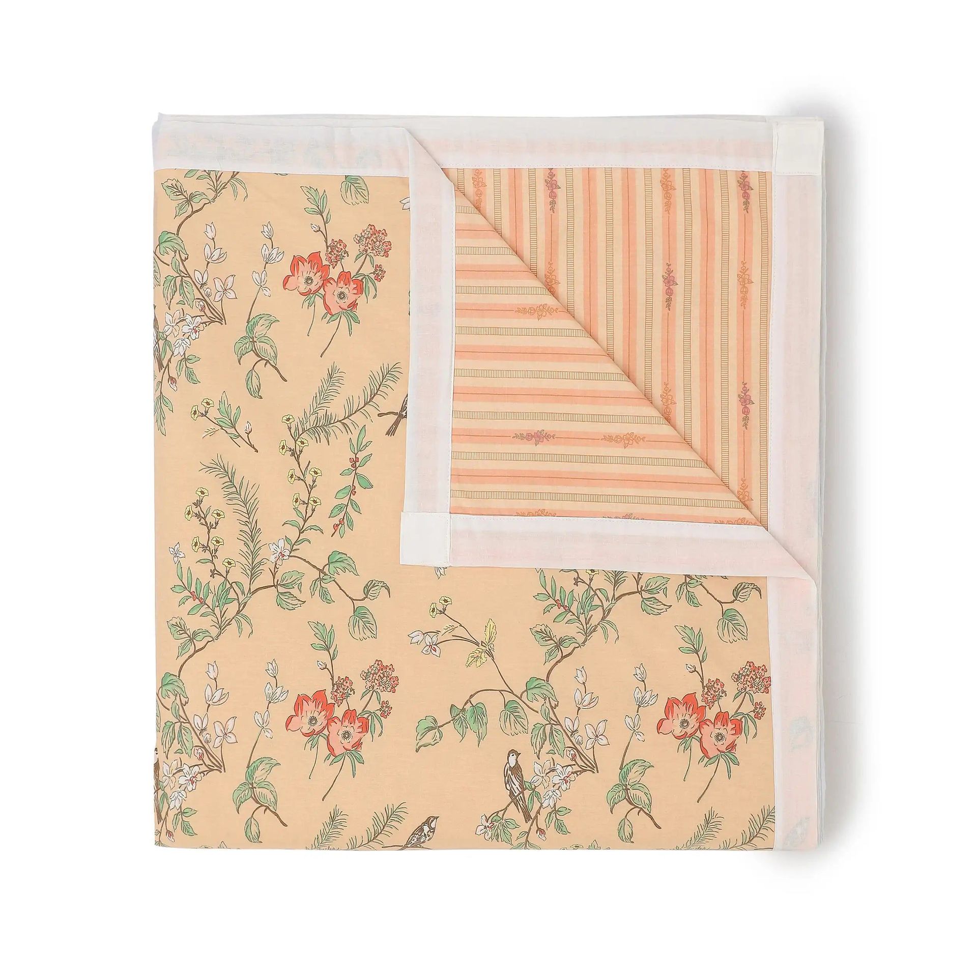 Floral 200 GSM 100% Cotton Peach Double Dohar | Bloomshire Luxe