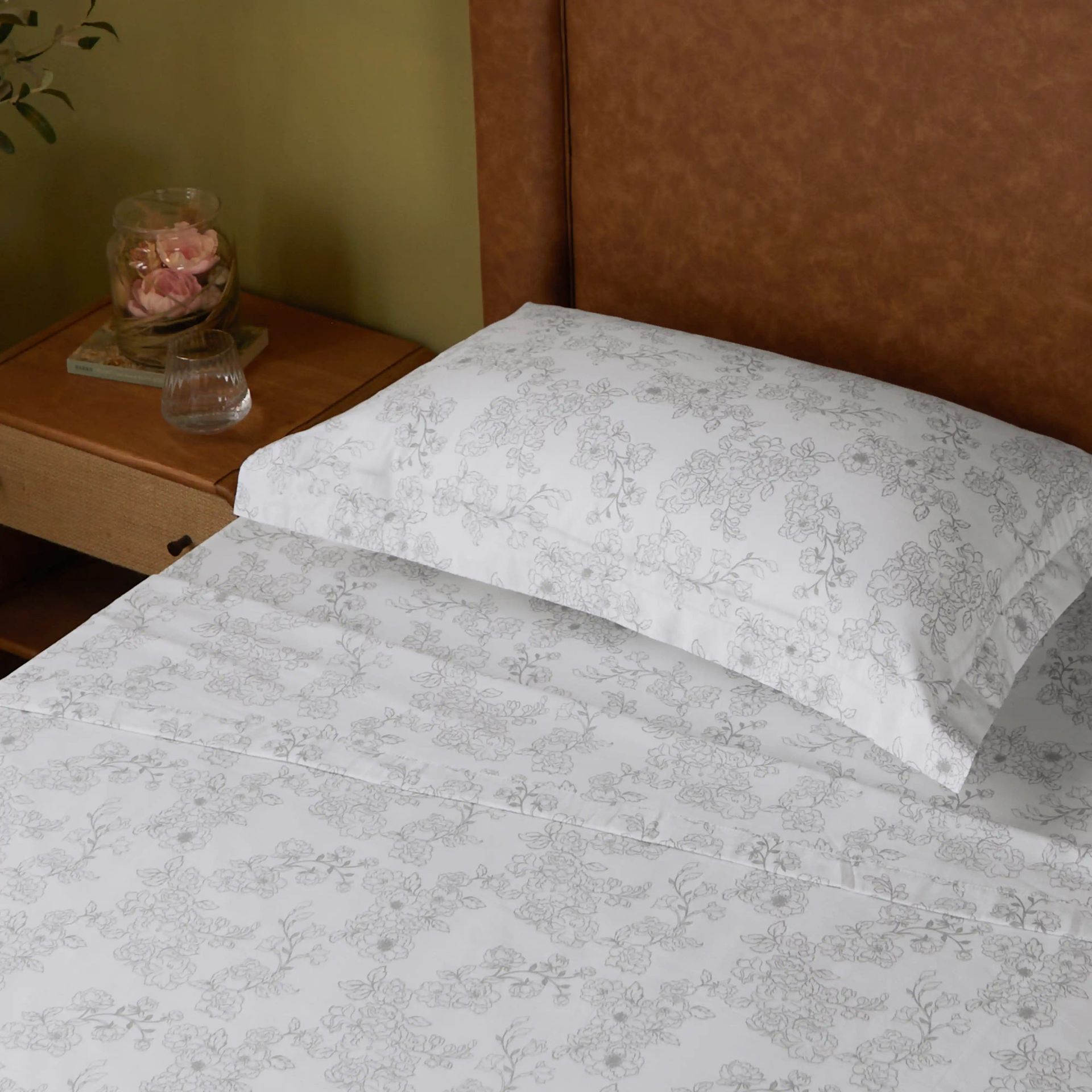 Floral 144 TC 100% Cotton Grey Single Dohar | Bloomshire Classic
