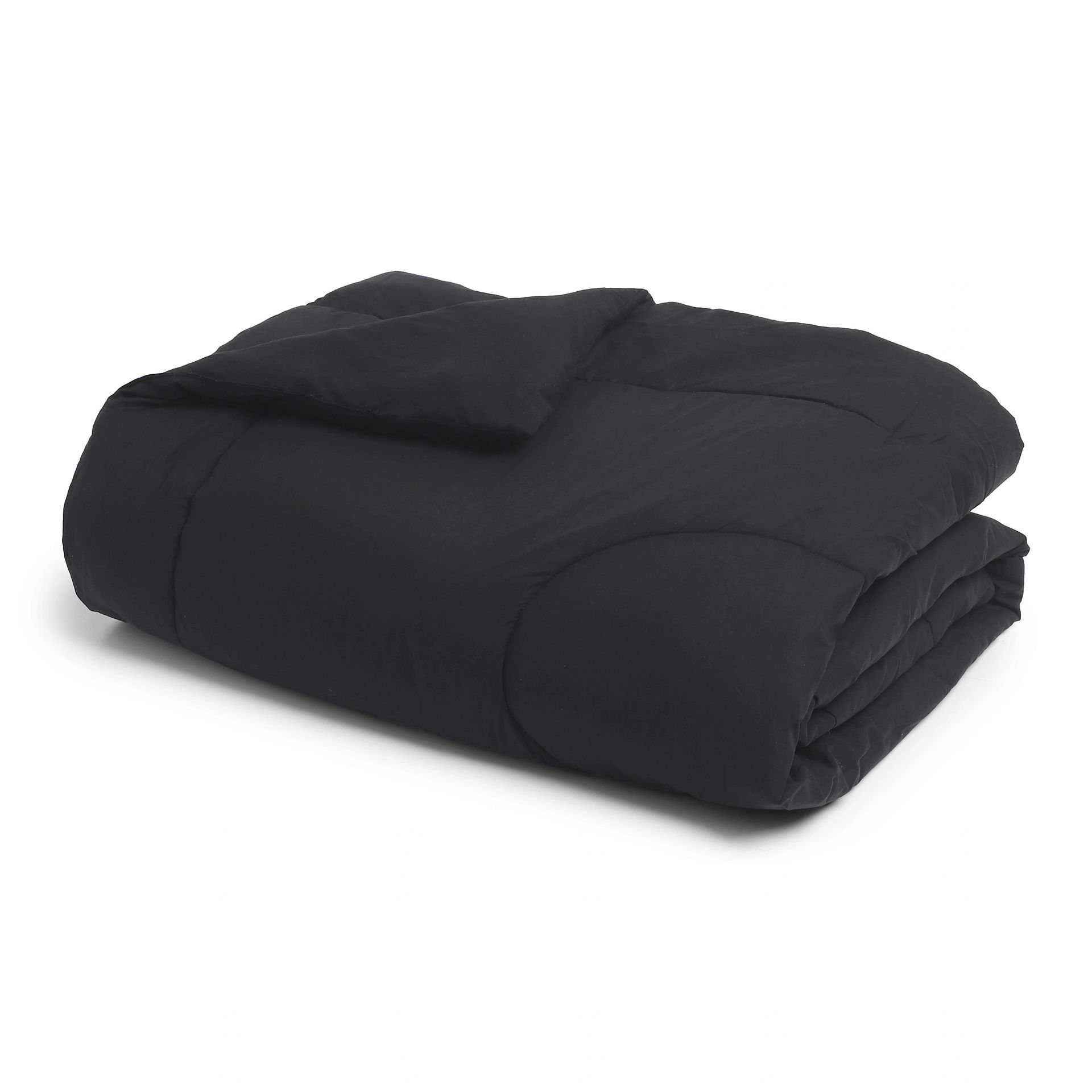 Solid Dyed 240 GSM Cotton Black Double Comforter | Paleto