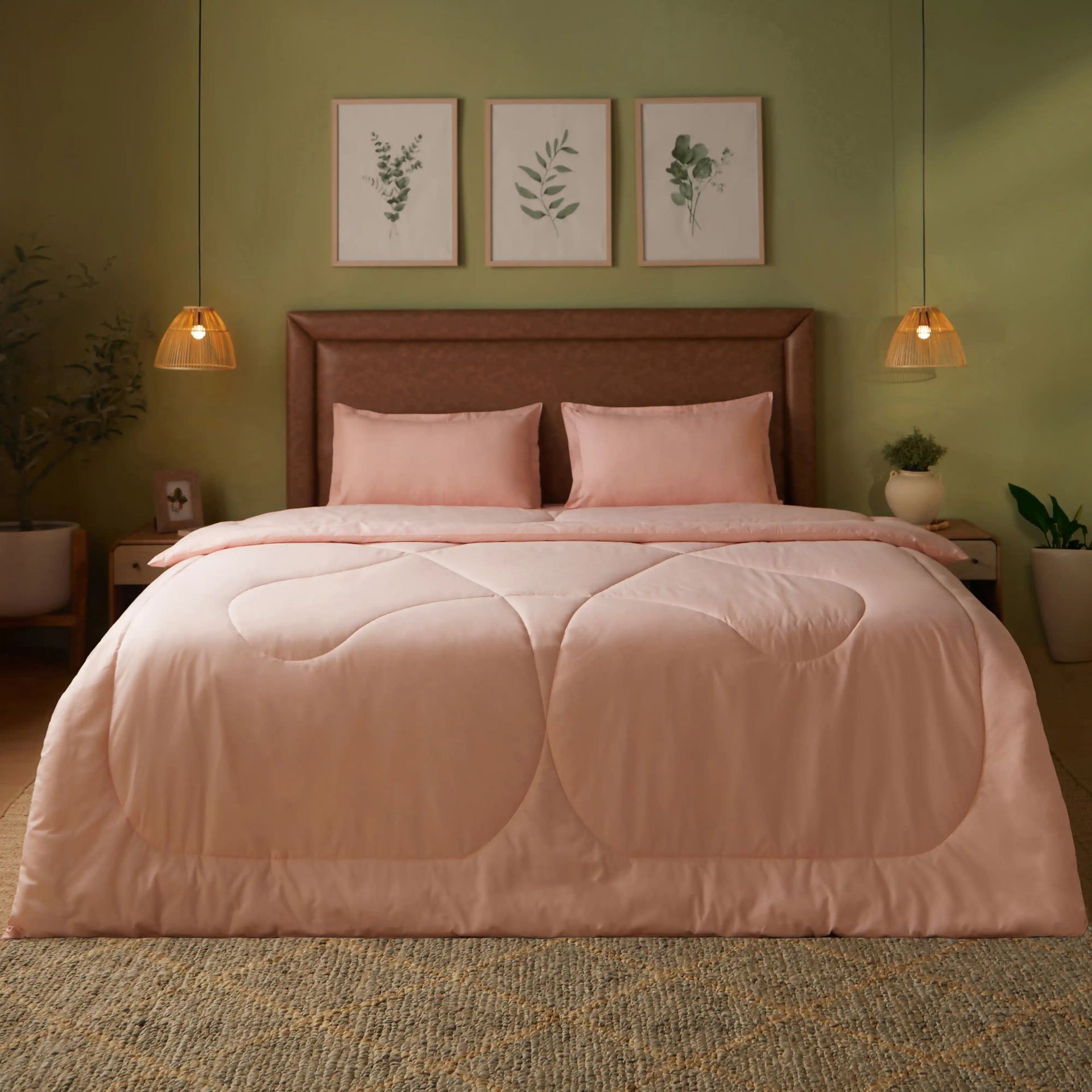 Solid Dyed 240 GSM Cotton Veiled Rose Double Comforter | Paleto