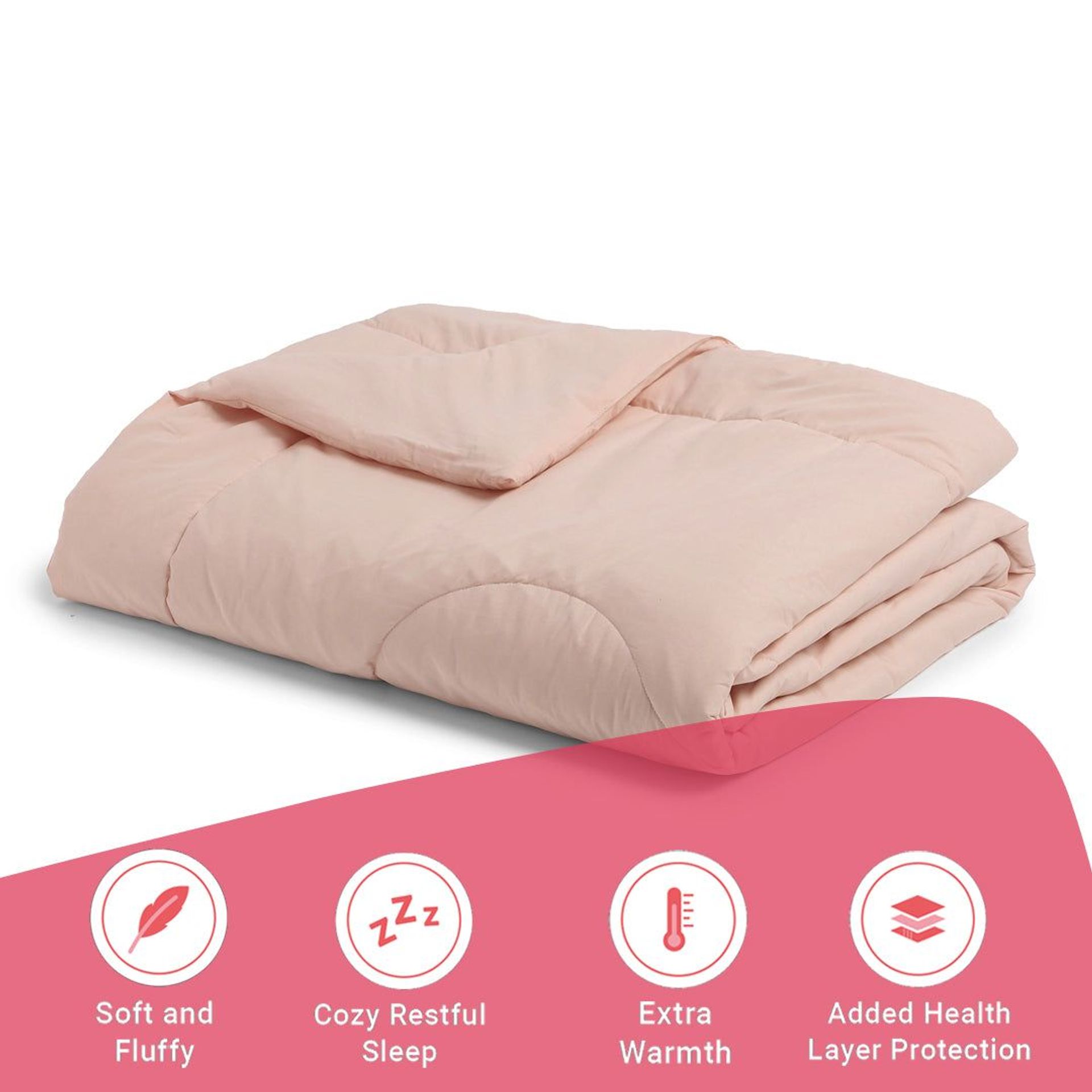 Solid Dyed 240 GSM Cotton Veiled Rose Double Comforter | Paleto