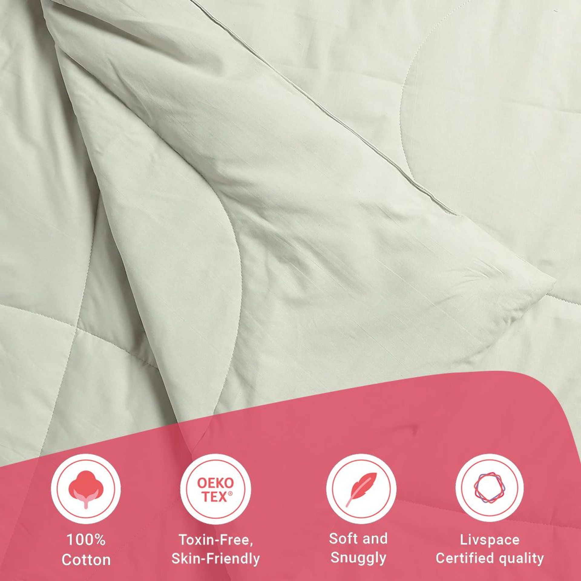 Solid Dyed 240 GSM Cotton Silver Double Comforter | Paleto