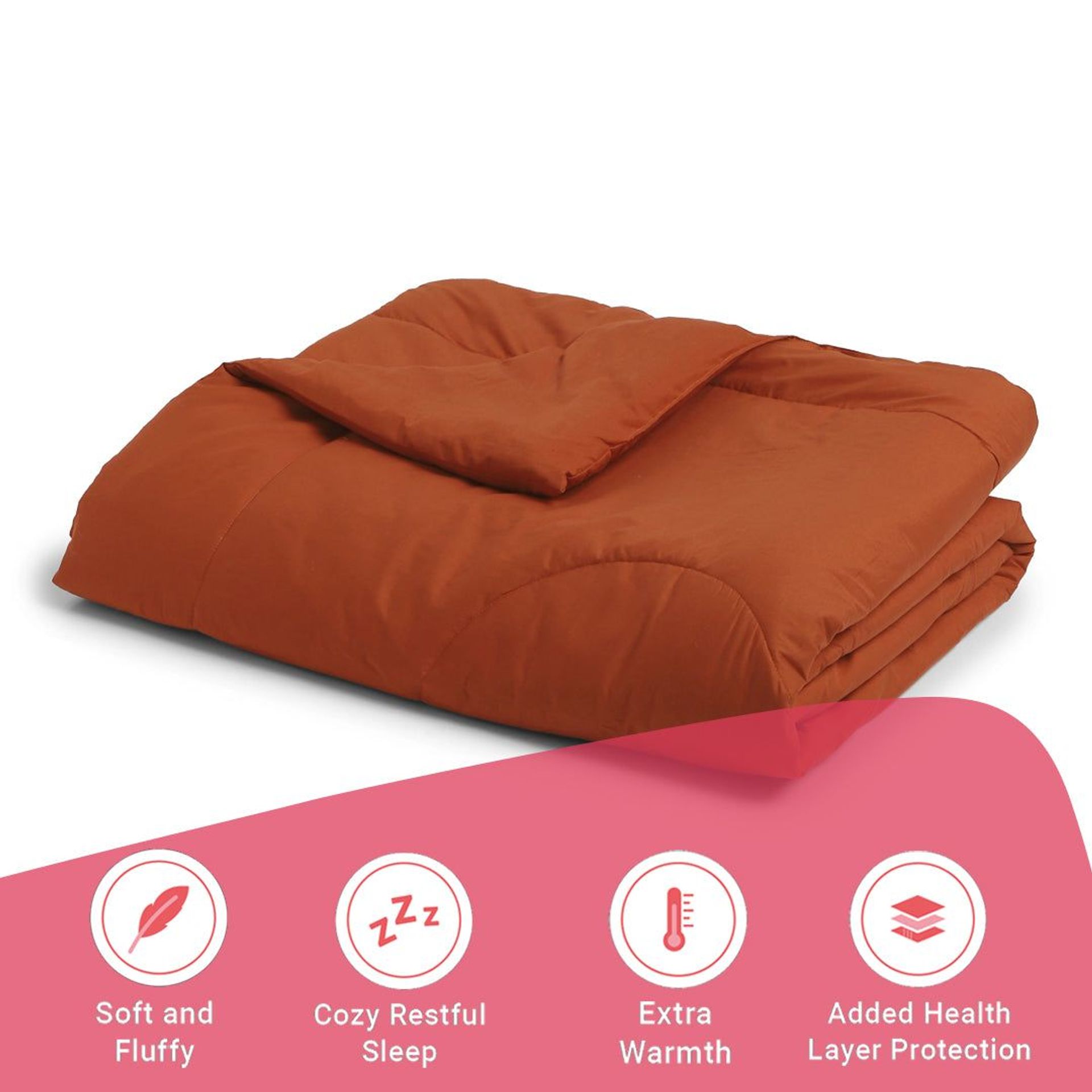 Solid Dyed 120 GSM Cotton Rust Single Comforter | Paleto
