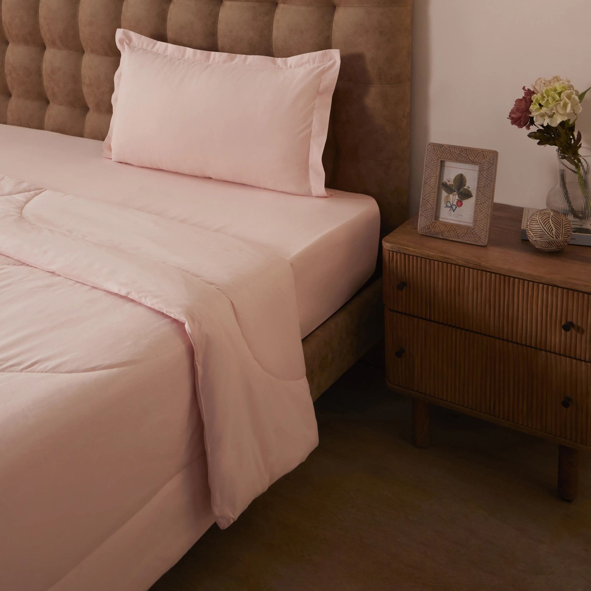 Solid Dyed 120 GSM Cotton Veiled Rose Single Comforter | Paleto