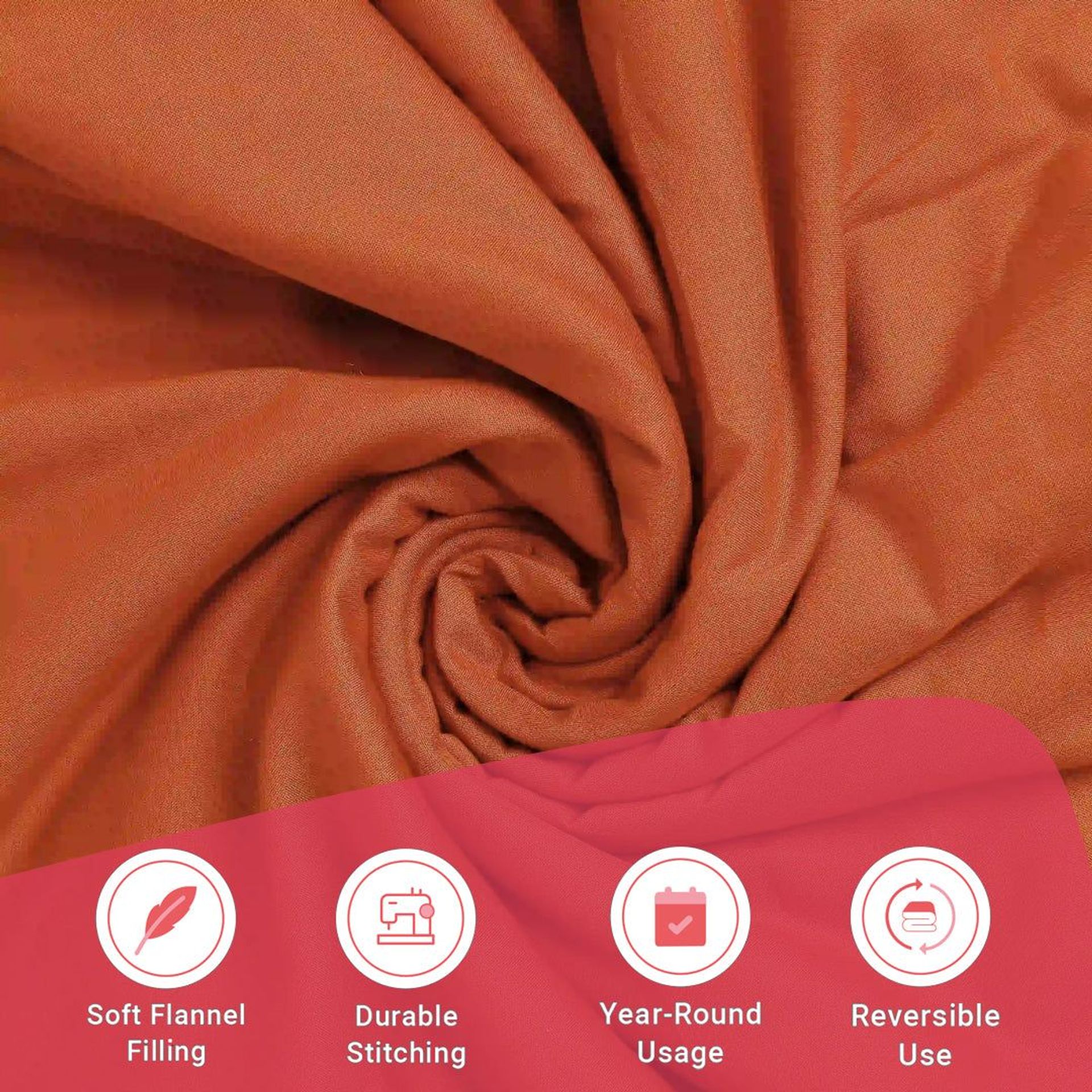 Solid Dyed 144 GSM 100% Cotton Rust Double Dohar | Paleto