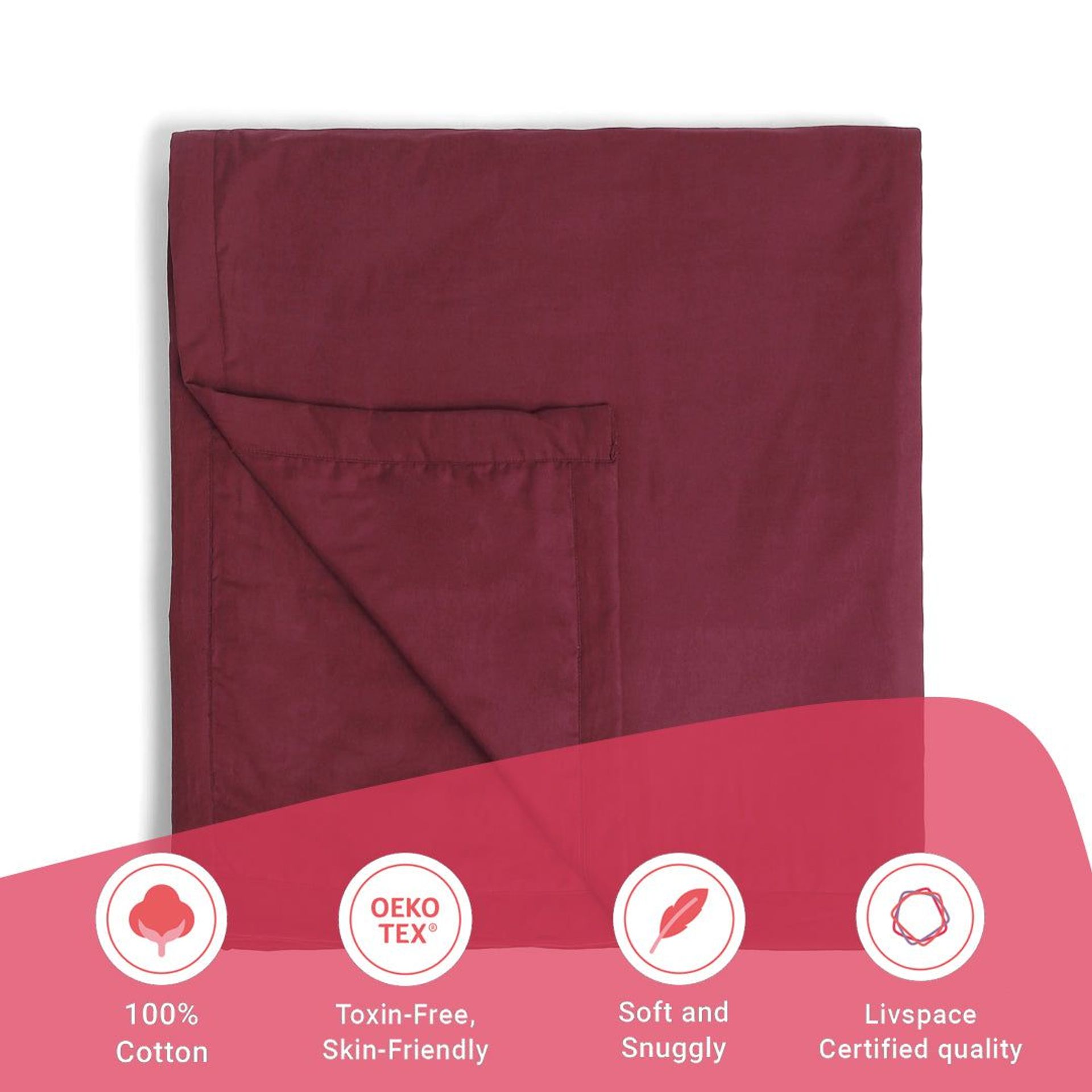 Solid Dyed 144 GSM 100% Cotton Windsor Wine Single Dohar | Paleto