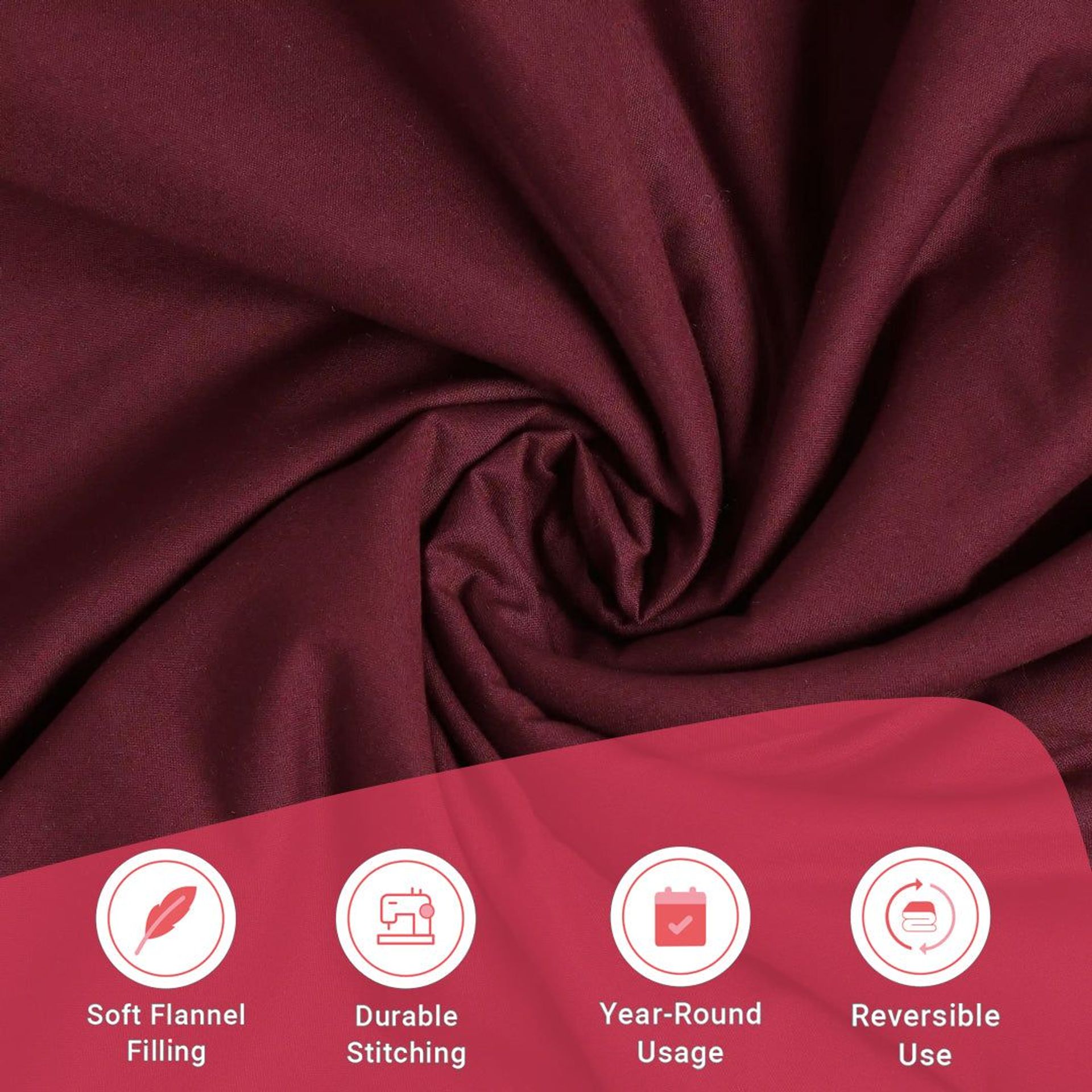 Solid Dyed 144 GSM 100% Cotton Windsor Wine Single Dohar | Paleto