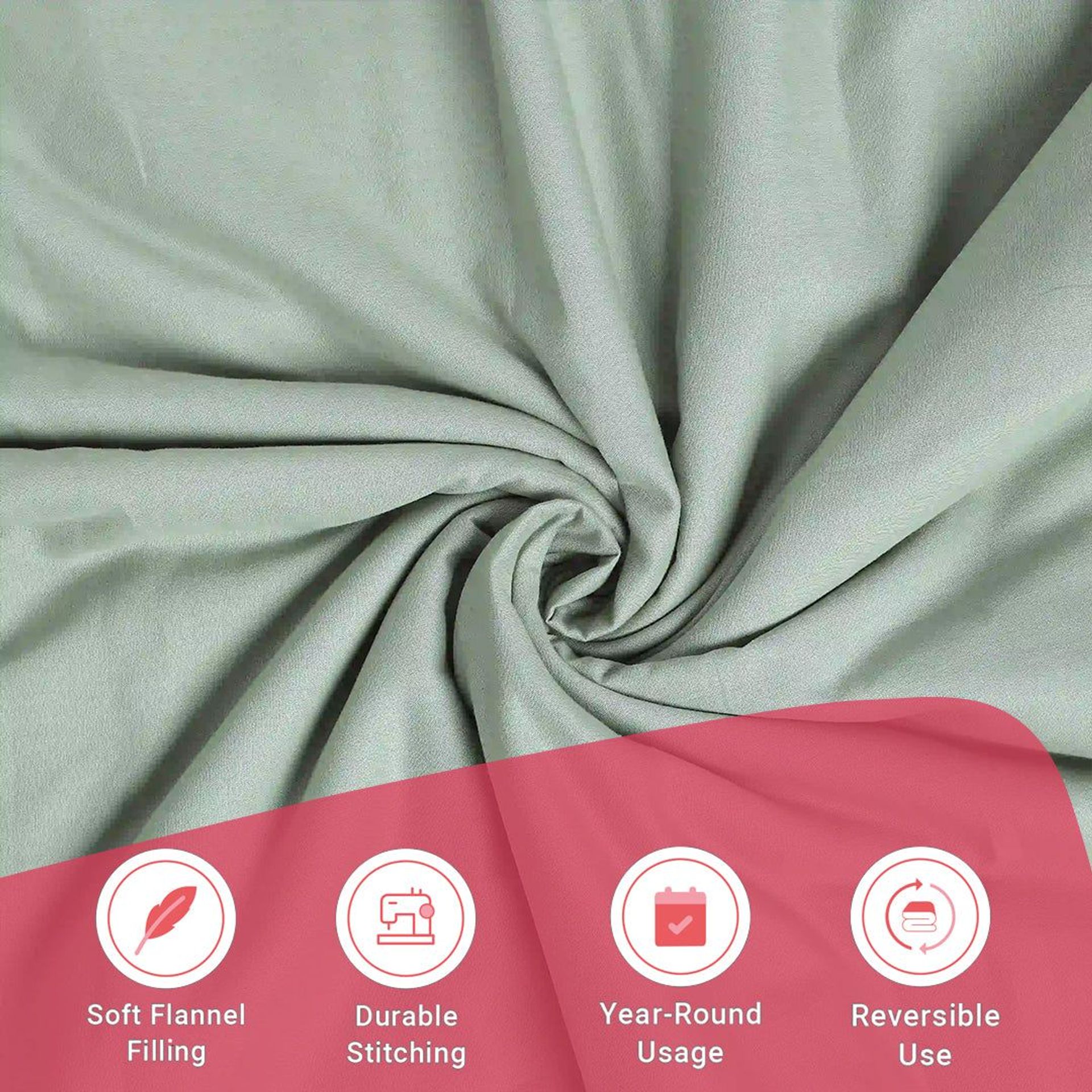 Solid Dyed 144 GSM 100% Cotton Green Sage Single Dohar | Paleto