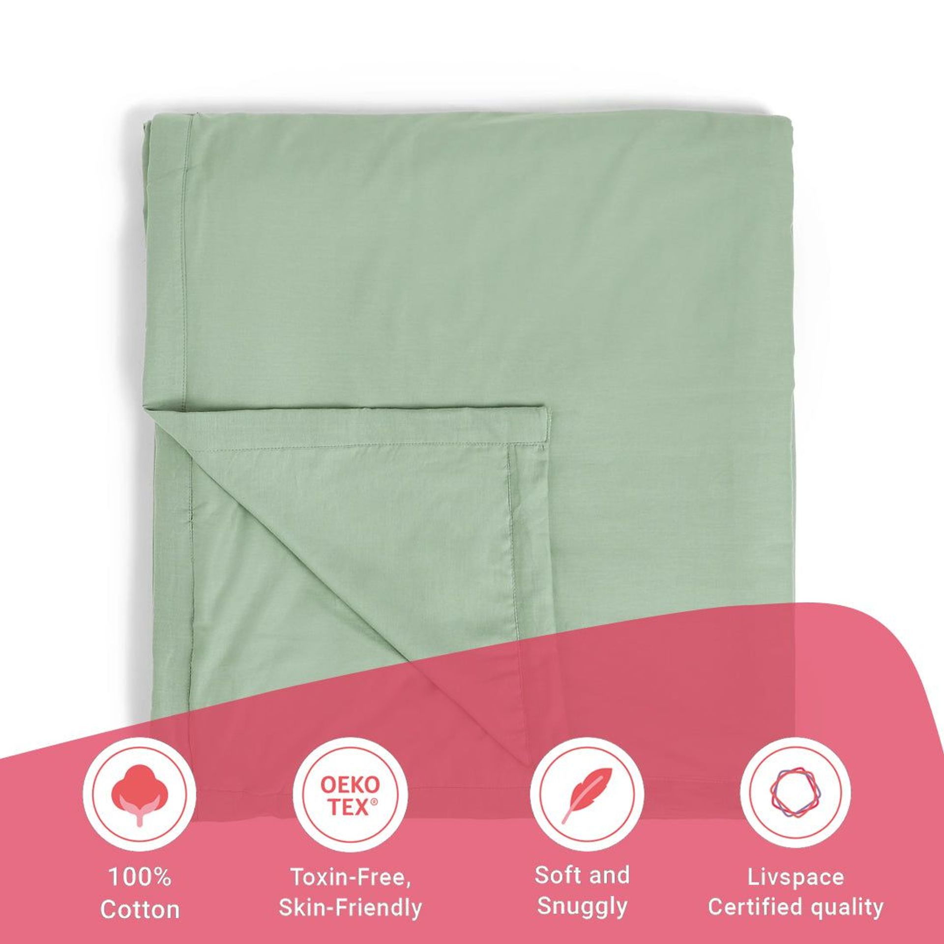 Solid Dyed 144 GSM 100% Cotton Green Sage Single Dohar | Paleto