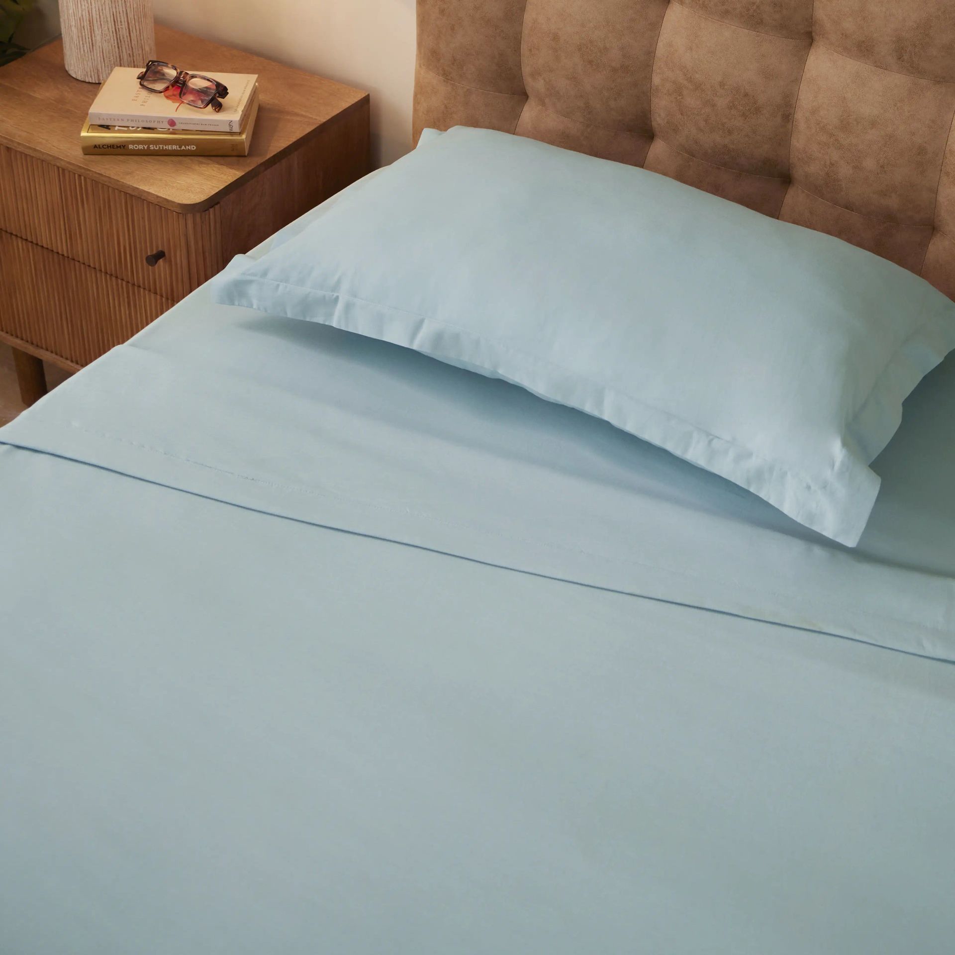 Solid Dyed 144 GSM 100% Cotton Blue Sky Single Dohar | Paleto