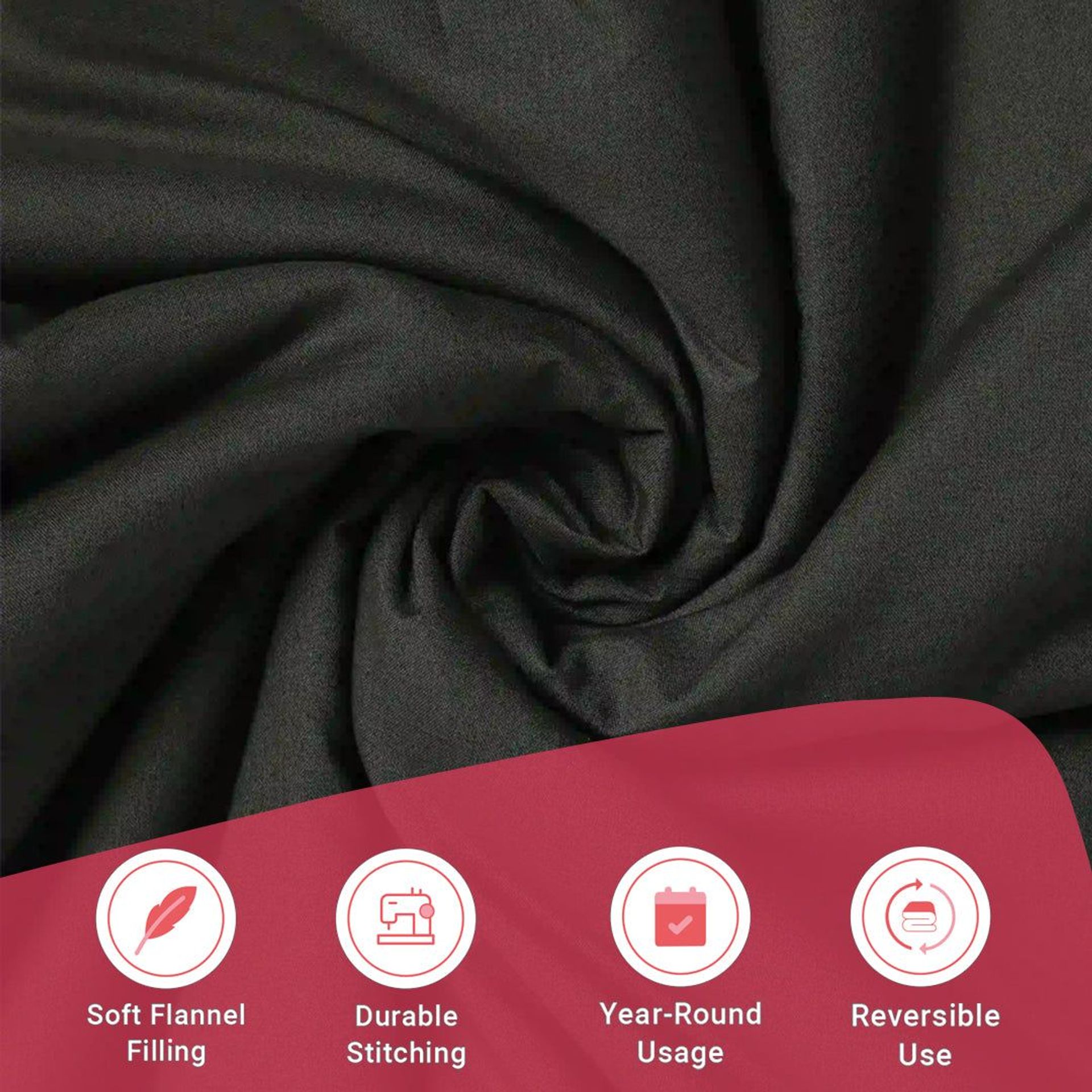Solid Dyed 144 GSM 100% Cotton Dark Grey Single Dohar | Paleto