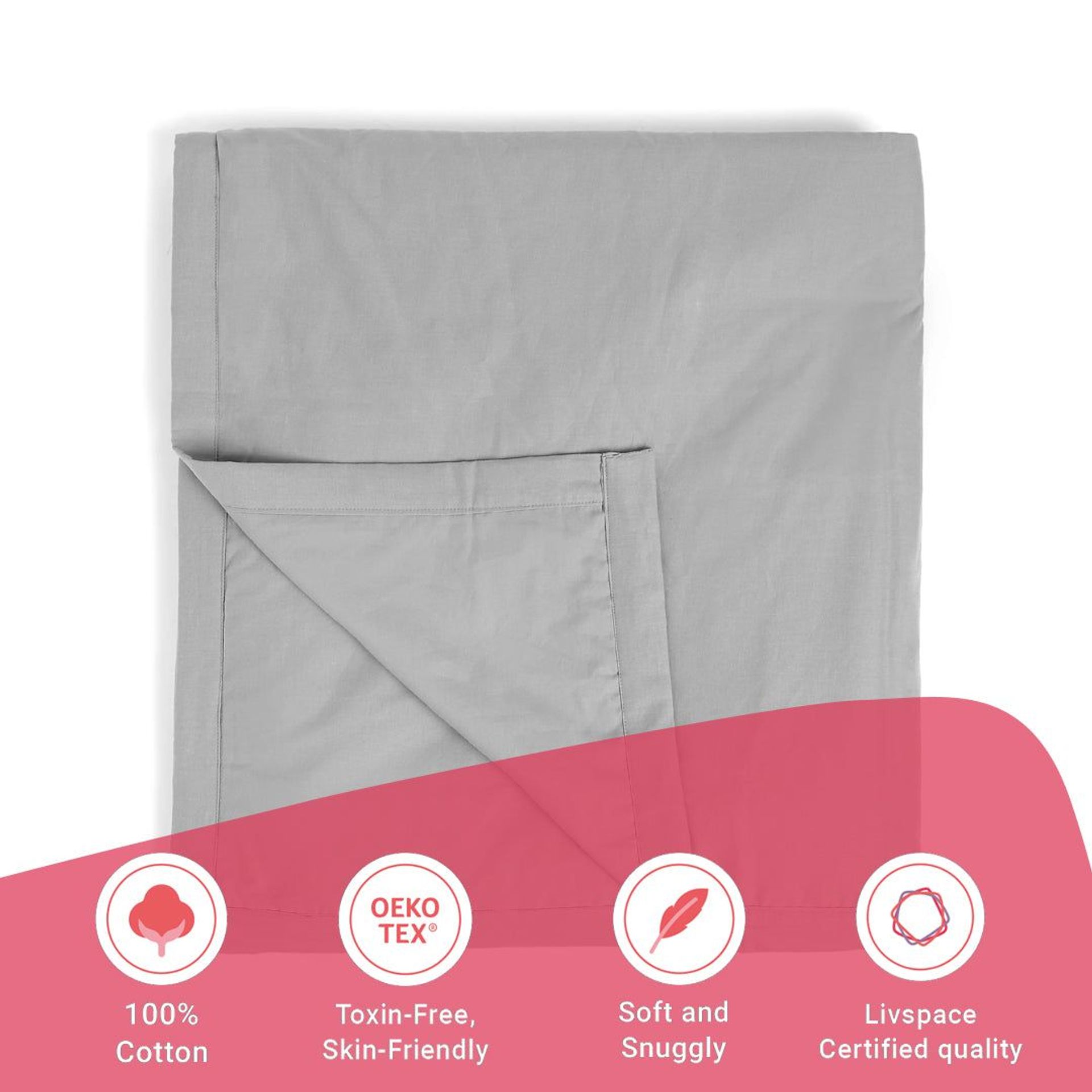 Solid Dyed 144 GSM 100% Cotton Grey Single Dohar | Paleto