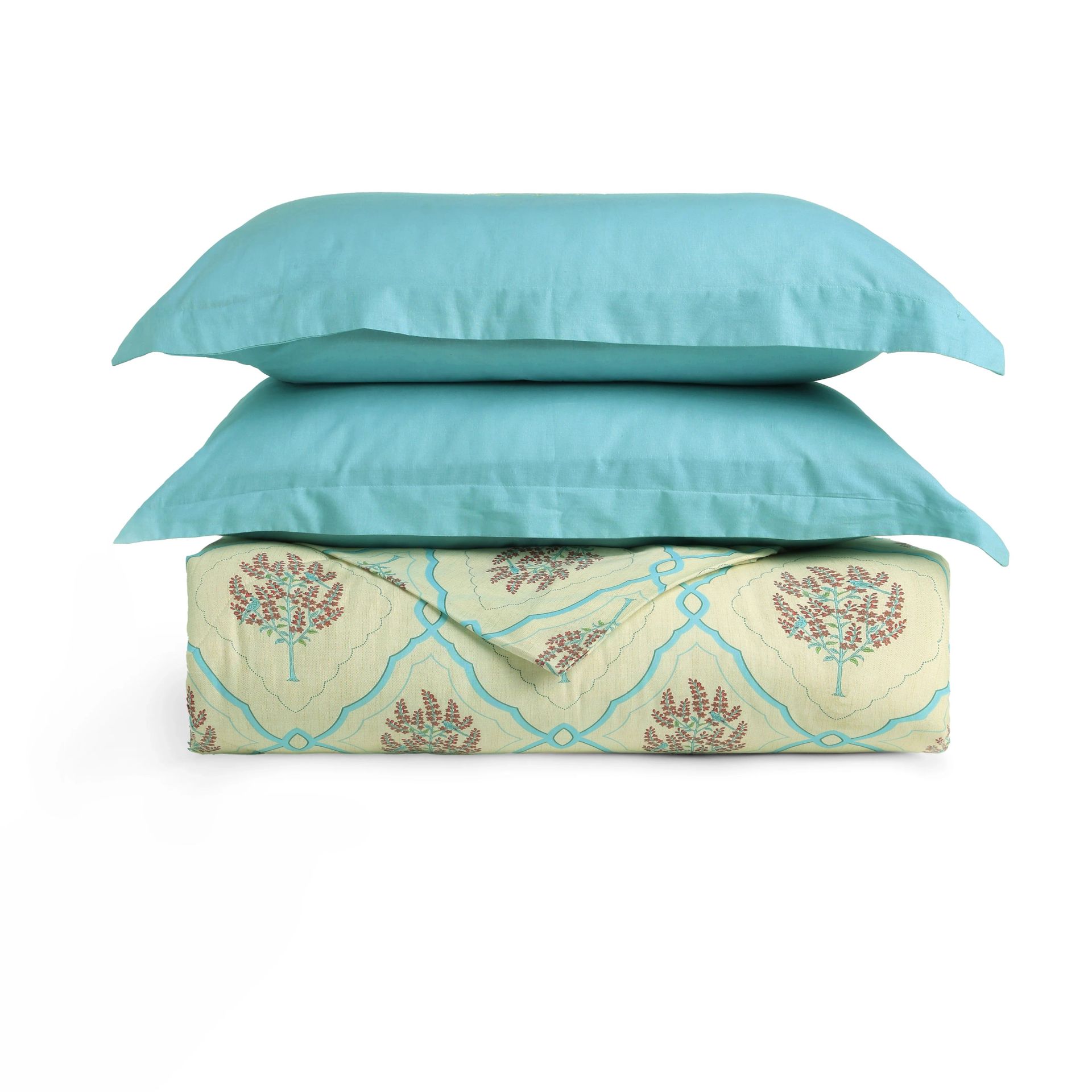 Indian Heritage 144 TC Cotton Sage Bloom Double Bedding Set | Chippa Lane