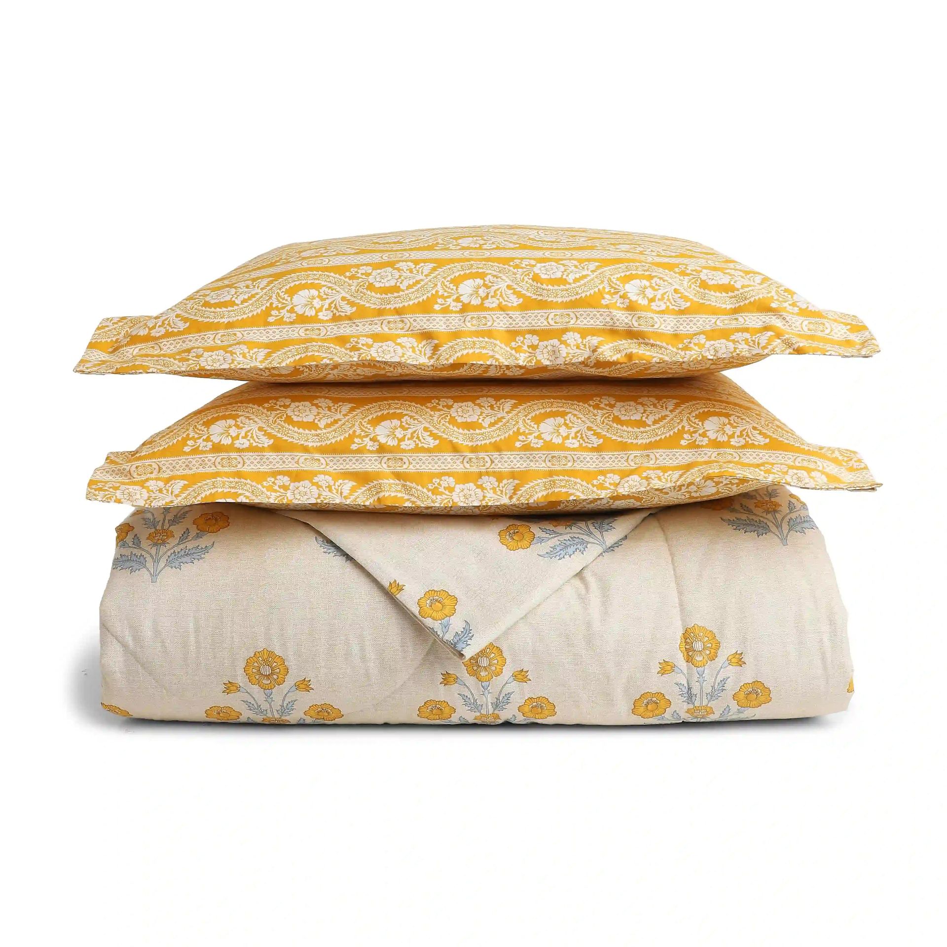 Indian Heritage 144 TC Cotton Ochre Double Bedding Set | Chippa Lane
