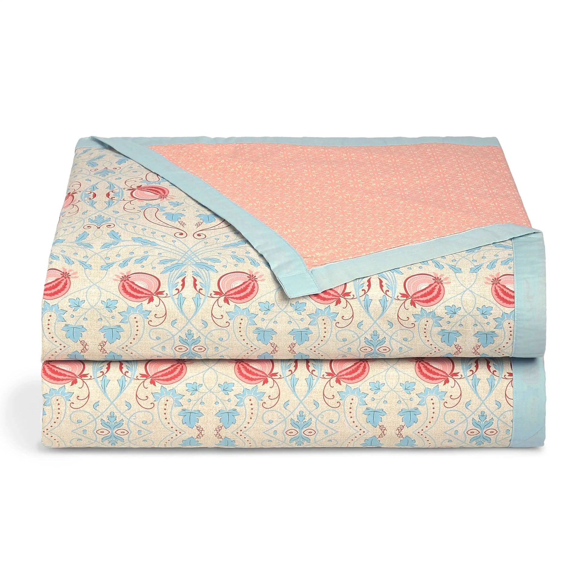 Indian Heritage 144 TC Cotton Light Blue Double Bedding Set | Chippa Lane