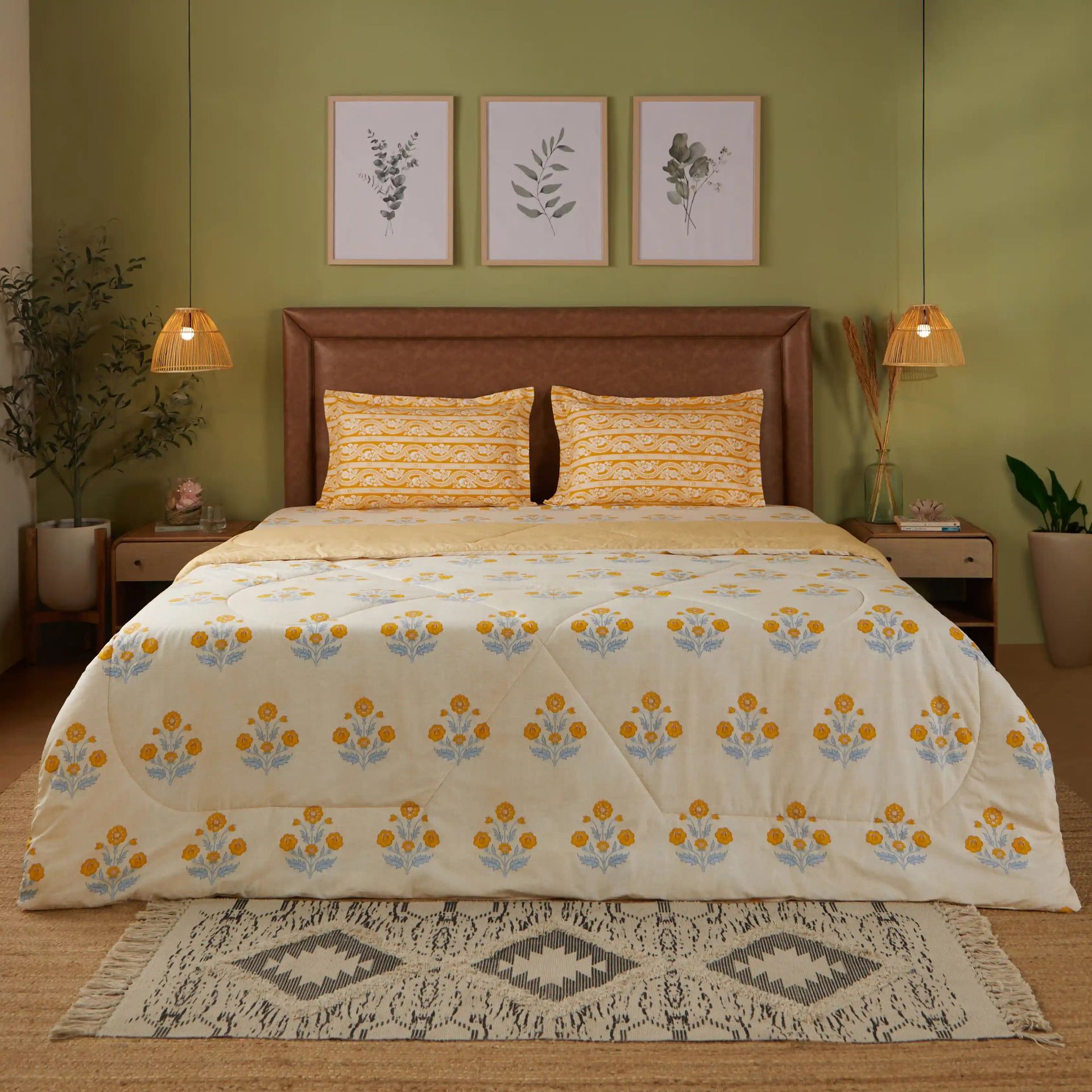 Indian Heritage GSM 100% Cotton Ochre Double Comforter | Chippa Lane