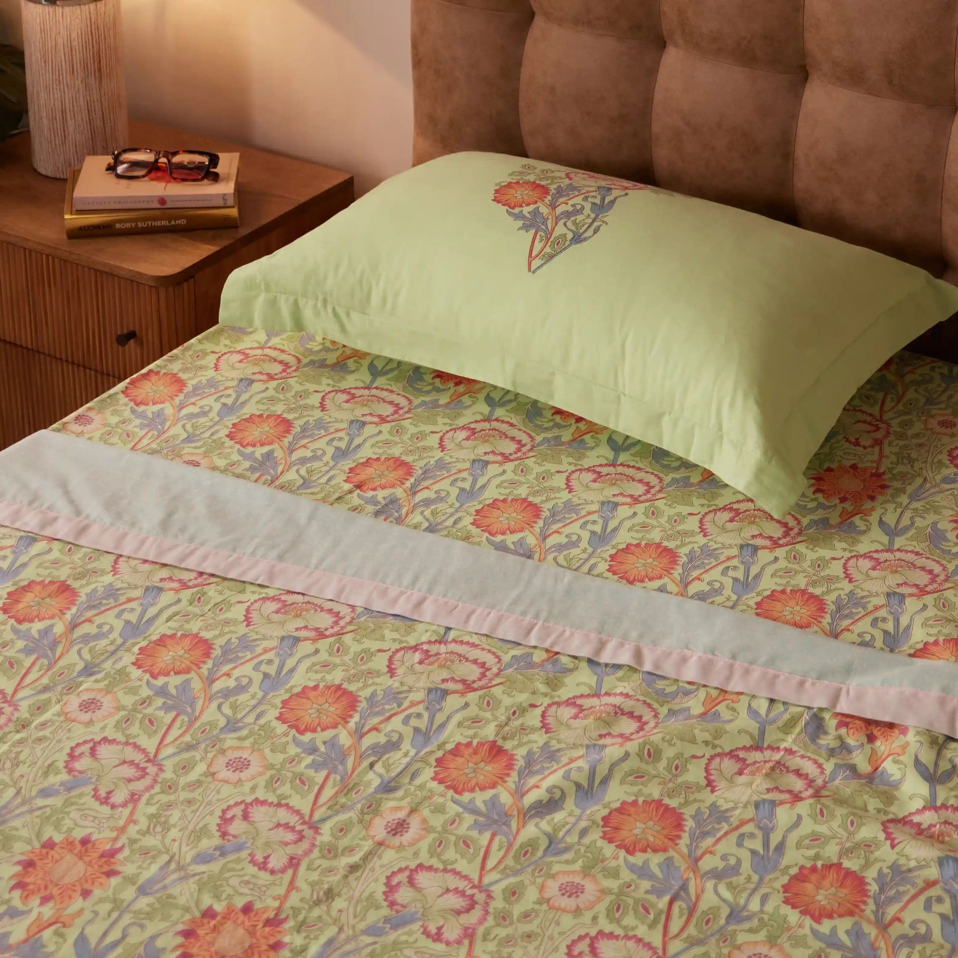 Indian Heritage 144 TC 100% Cotton Green Single Dohar | Chippa Lane