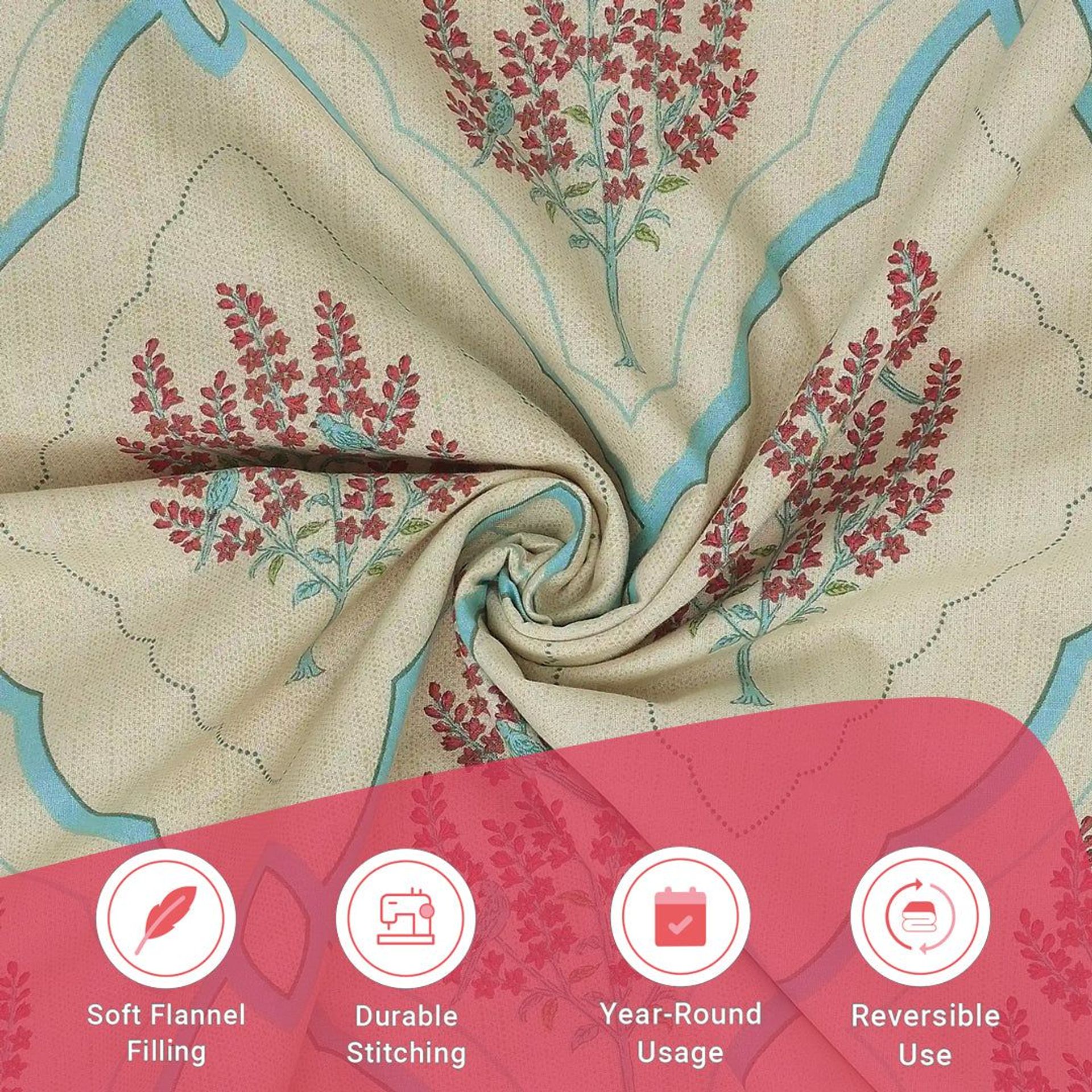 Indian Heritage 144 TC 100% Cotton Sage Bloom Single Dohar | Chippa Lane