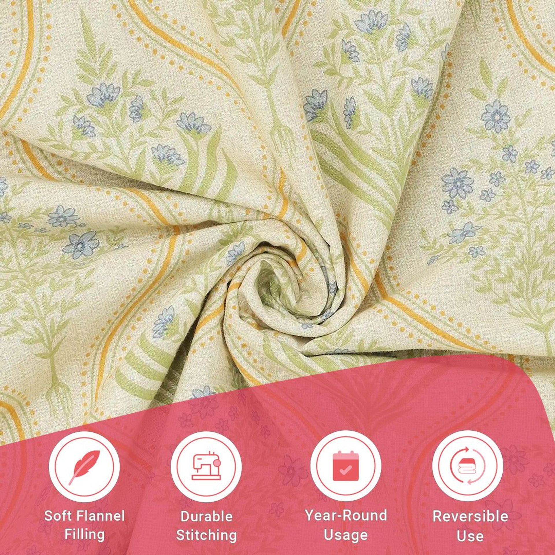 Indian Heritage 144 TC 100% Cotton Mustard Single Dohar | Chippa Lane