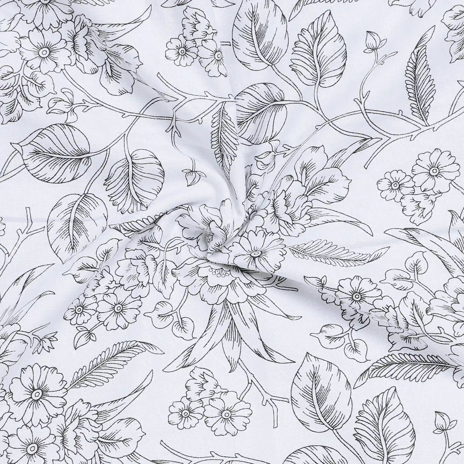 Floral Geometric 144 TC 100% Cotton Charcoal Bloom Single Dohar | Mishella