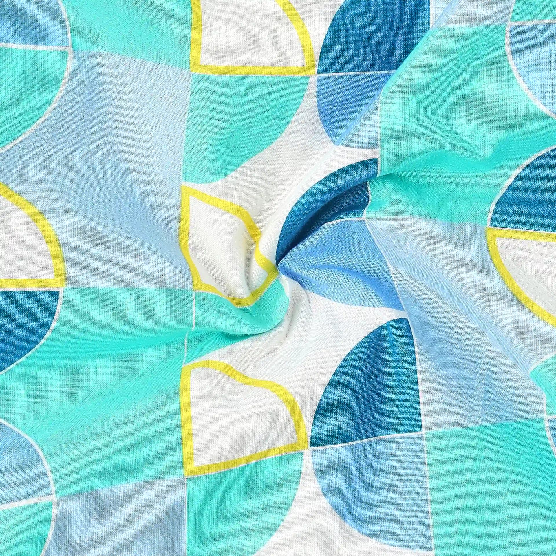Geometric 144 TC 100% Cotton Orbit Teal Single Dohar | Mishella