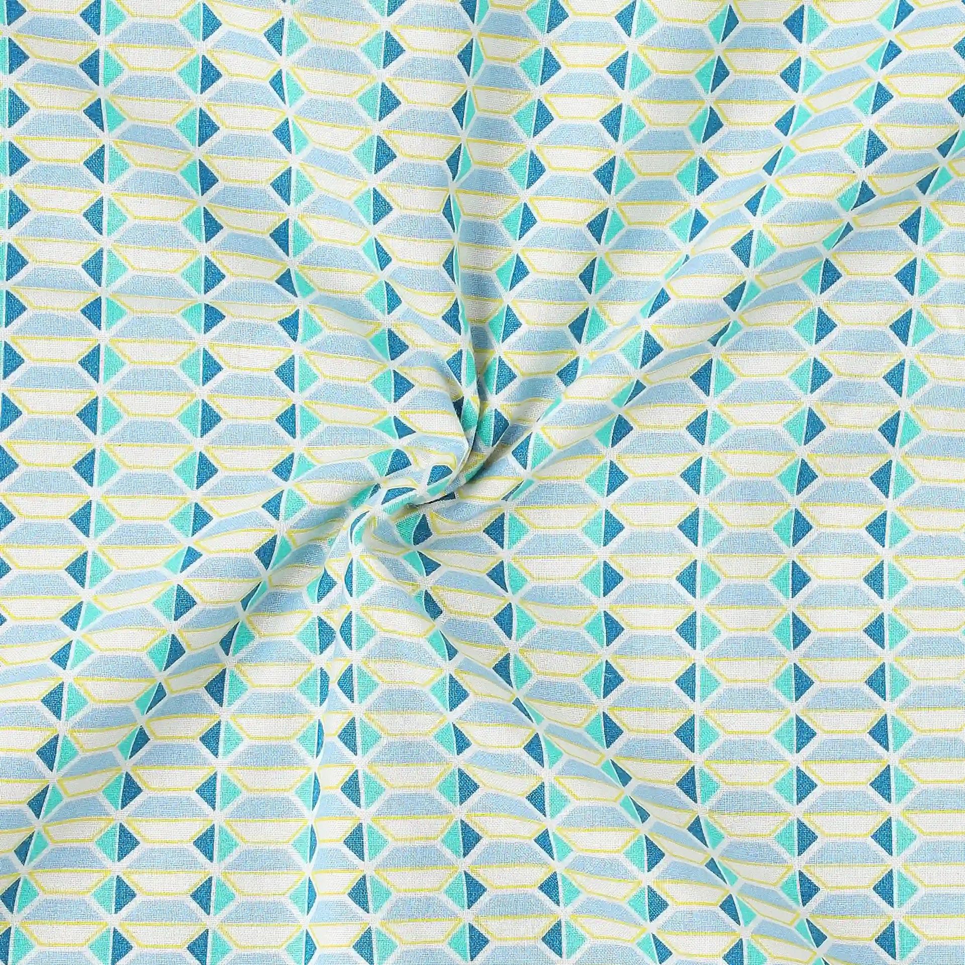 Geometric 144 TC 100% Cotton Kaleido Teal Single Dohar | Mishella